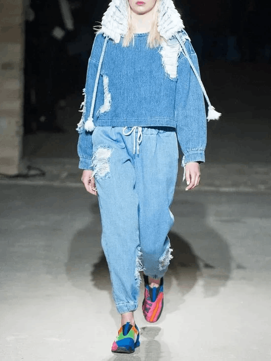 Other Ksenia Schnaider FW 2018 RTW Distressed Denim Sweater Size S / US 4 / IT 40 - 1 Thumbnail