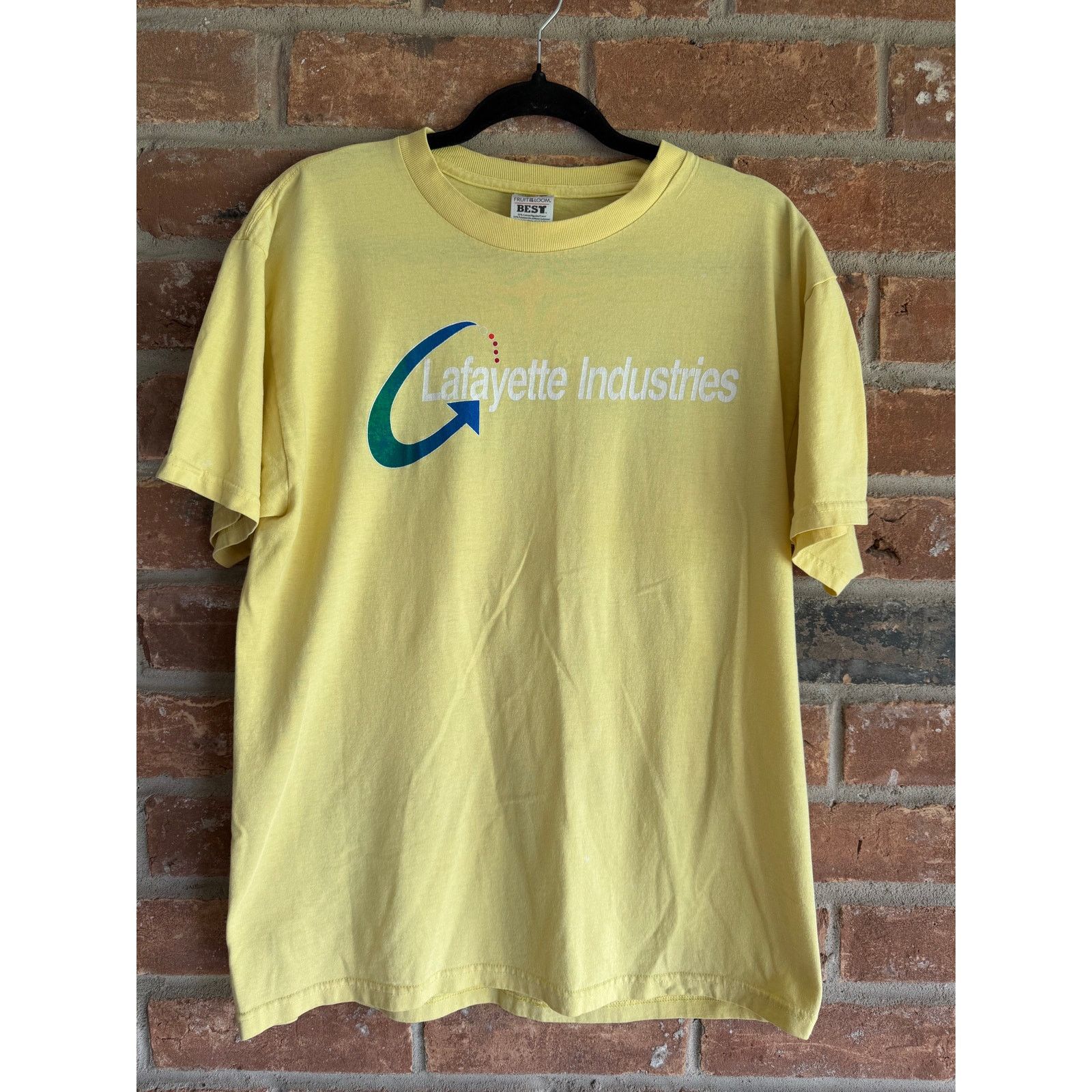 Fruit Of The Loom Vintage Lafayette Industries Tee Yellow Large USA Size US L / EU 52-54 / 3 - 1 Thumbnail