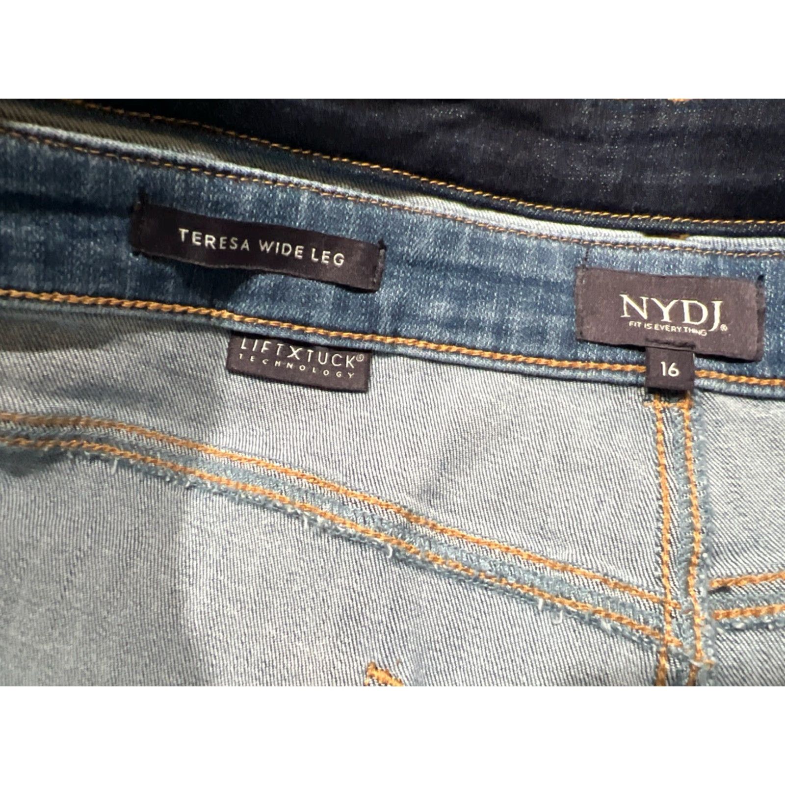 NYDJ VINTAGE NYDJ Jeans Women's Wide Leg High Rise Lift X Tuck Size 16 Blue Stretch Denim Size 38" / US 16 / IT 52 - 5 Thumbnail