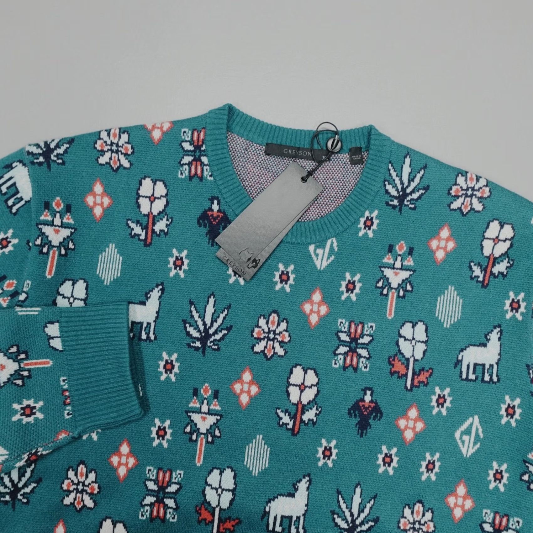 Vintage Greyson Wool Cashmere Story Telling Sweater Crewneck Men's XL Teal Size US XL / EU 56 / 4 - 2 Thumbnail