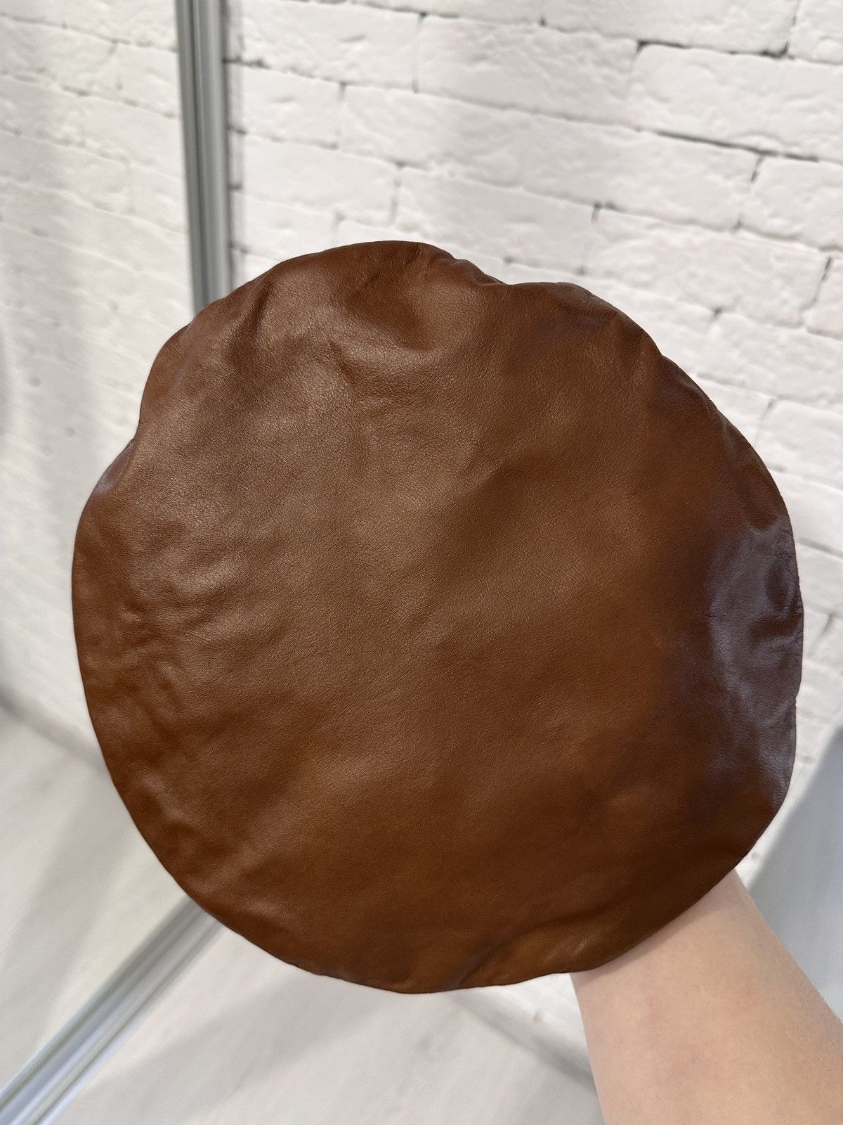 Gucci Leather Beret Hat Brown Size M 57 Linen Lining Size ONE SIZE - 11 Thumbnail