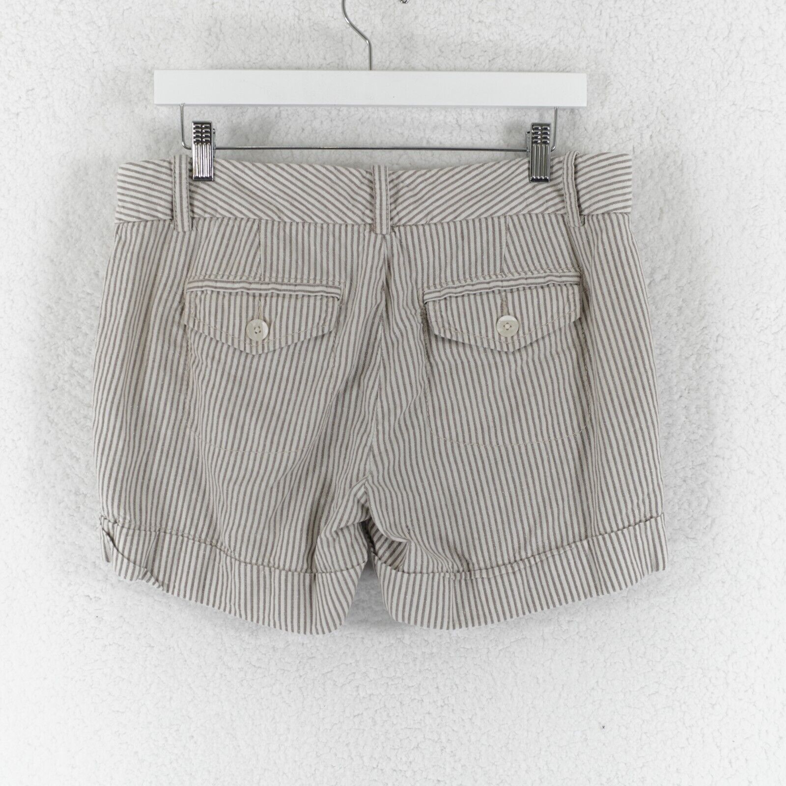 Express Express Linen Shorts Cream Beige Striped Size 10 Mid Rise Ho Size 32" / US 10 / IT 46 - 6 Thumbnail