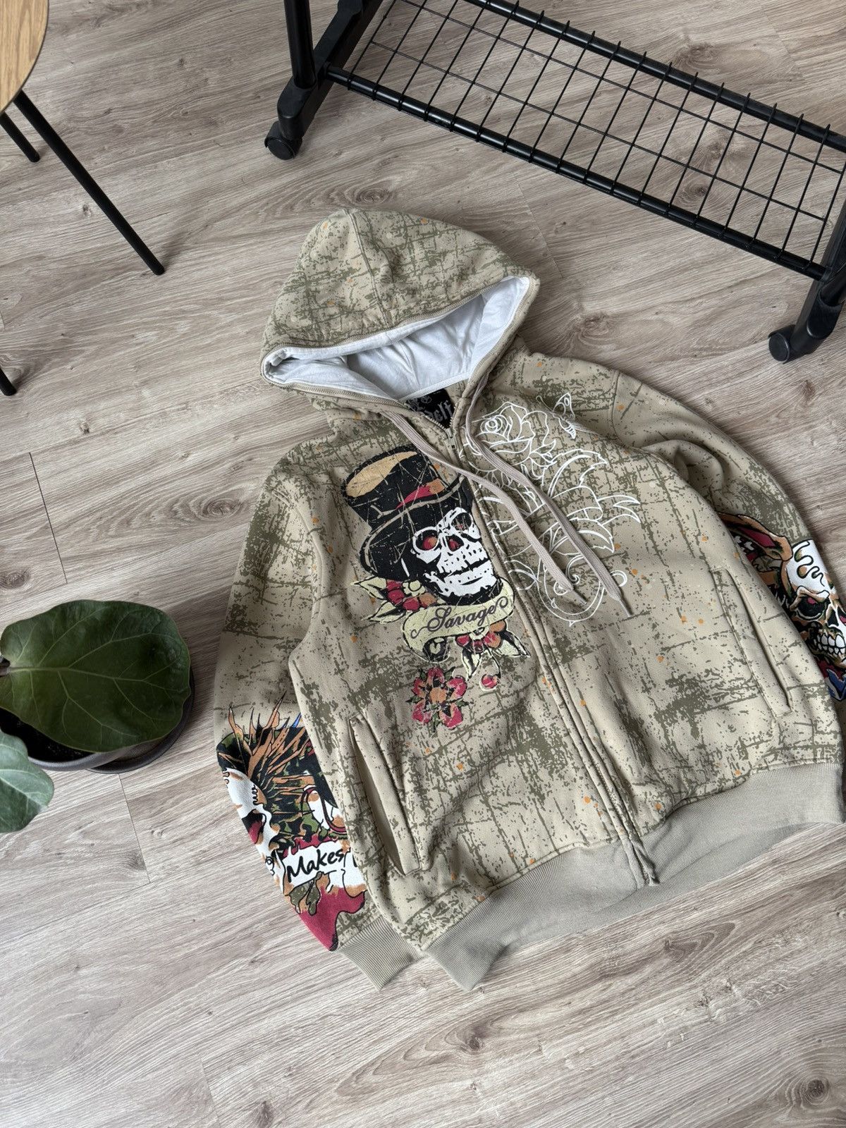 Other Vintage Y2K Delf Skull Tattoo Overprinted Heavy Hoodie Size US XL / EU 56 / 4 - 2 Thumbnail