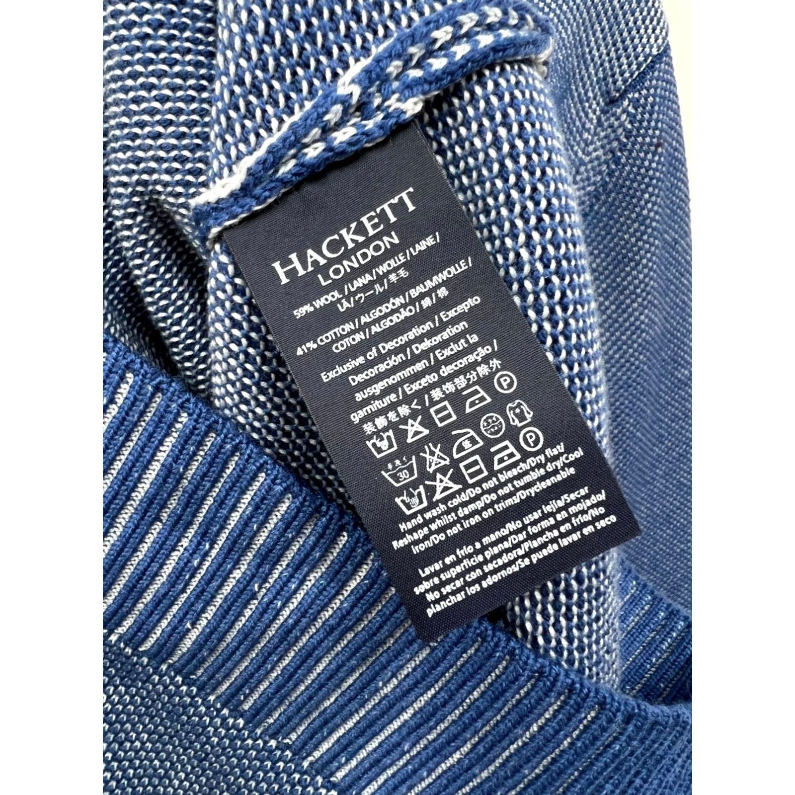 Hackett Hackett London Cardigan Sweater Wool Cotton Size S Blue Mens Regular Long Sleeve High Neck Silk? (note: no additional text) Size US S / EU 44-46 / 1 - 6 Thumbnail