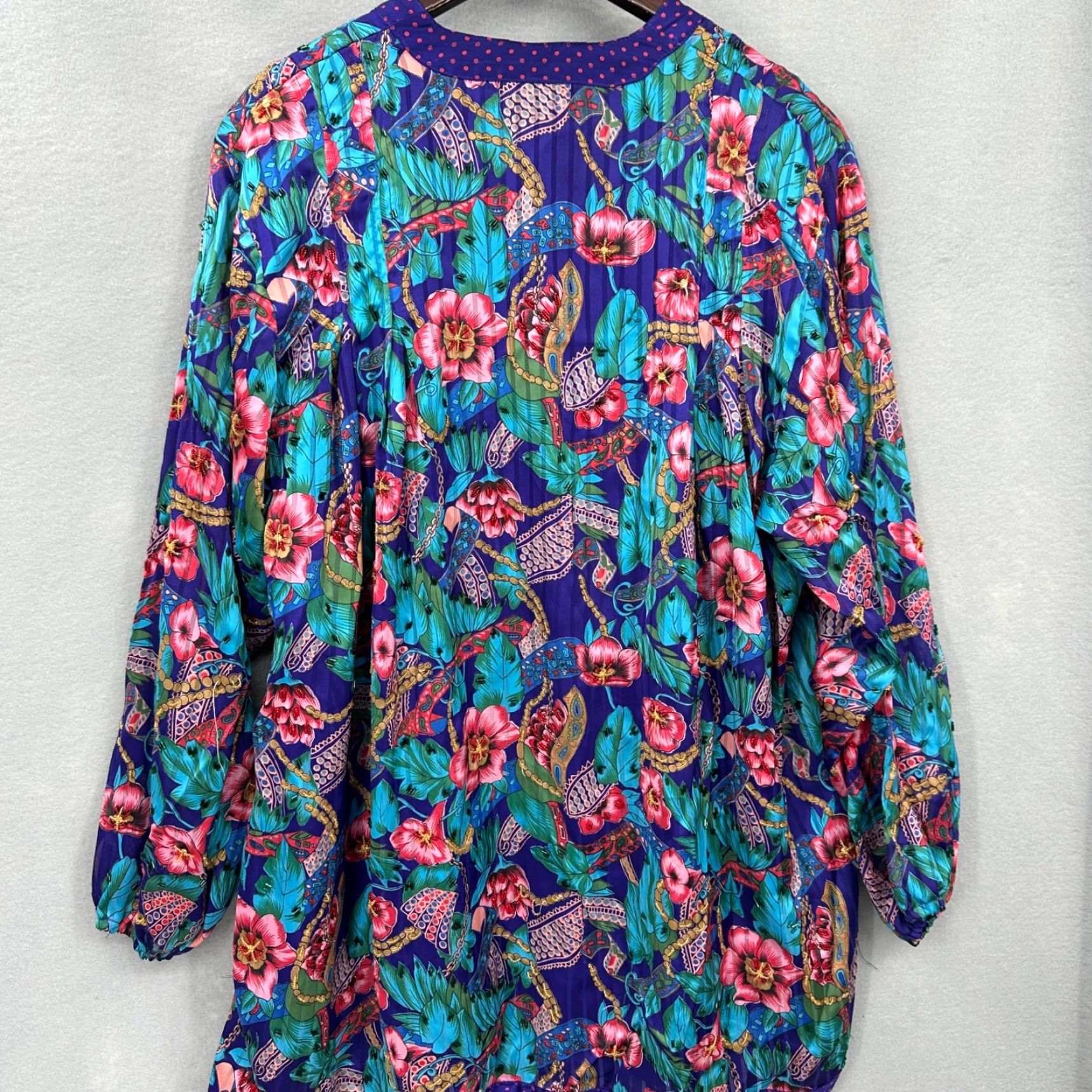 Vintage VINTAGE Diane Freis Jacket Womens L Purple Beaded Floral 1990s Silk Eveningwear SHIRT? Size L / US 10 / IT 46 - 5 Thumbnail
