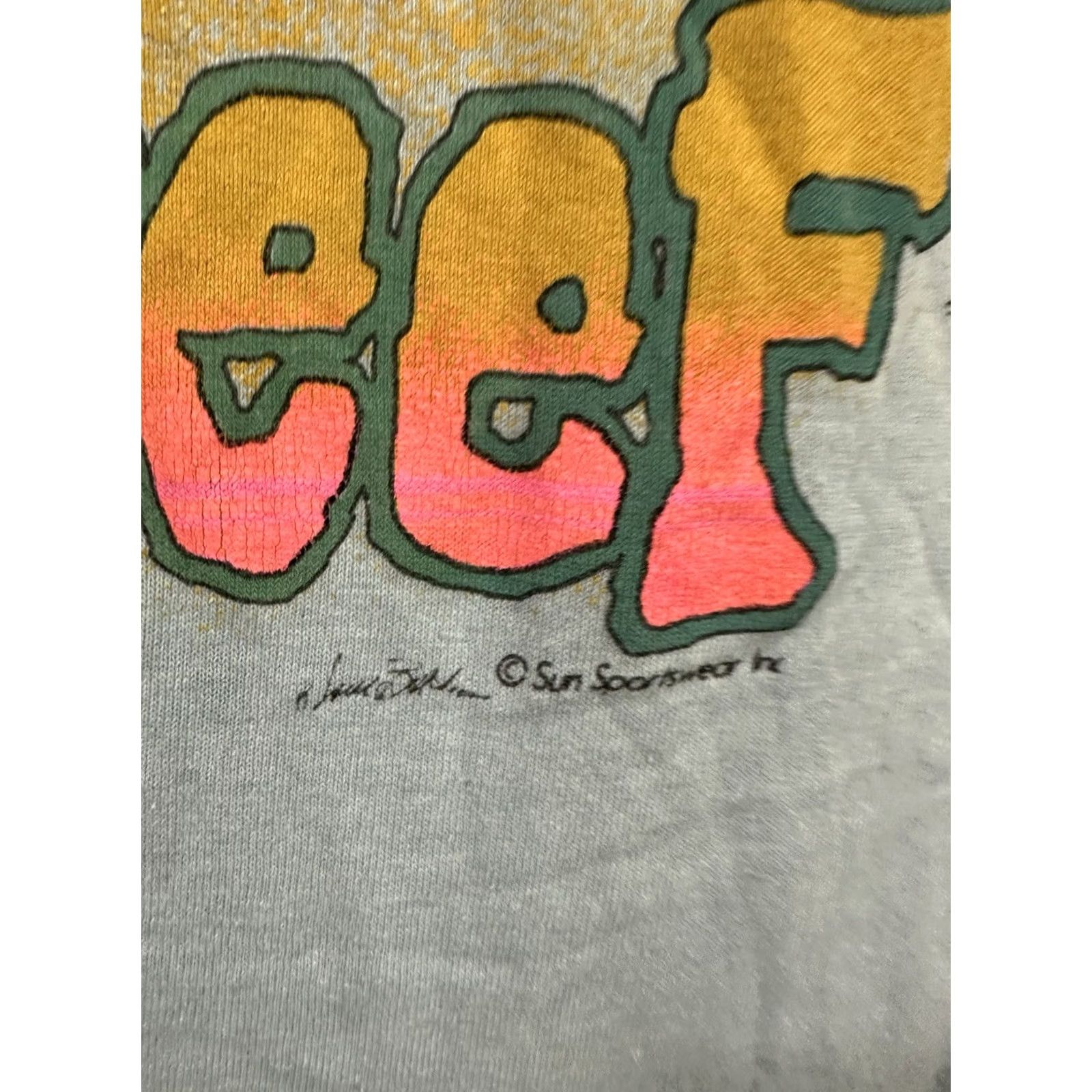 Vintage VTG 80s Roast Beef Cow Beach Sun Tan Funny Novelty T-Shirt M Blue Mens Short Sleeve Distressed Worn Retro Size US M / EU 48-50 / 2 - 4 Thumbnail