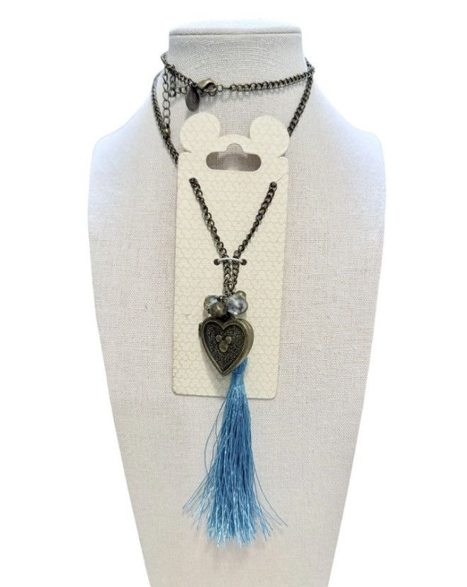 Disney Disney Parks Heart Locket Necklace with Blue Tassel – 20” Size ONE SIZE - 1 Thumbnail