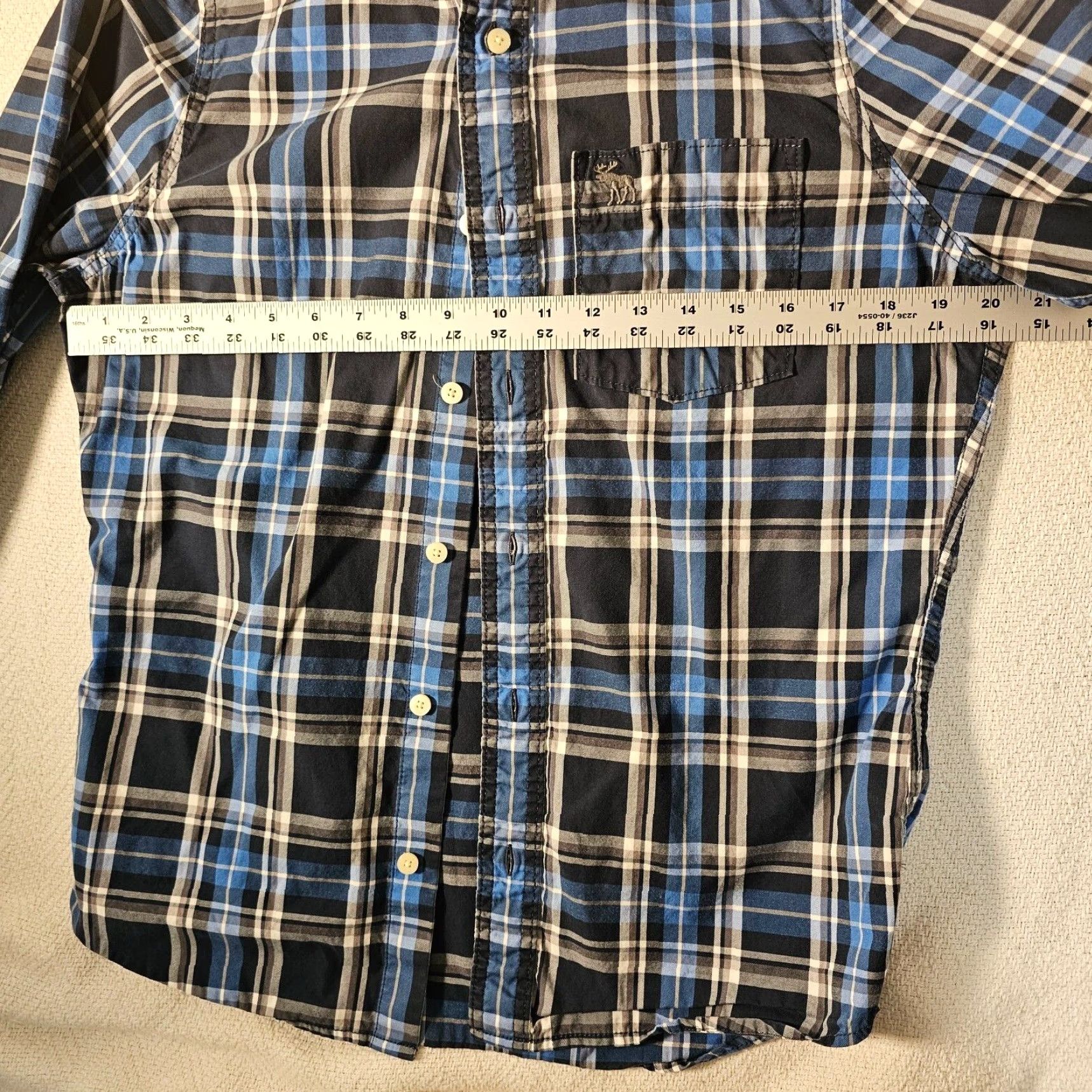 Abercrombie & Fitch ABERCROMBIE & FITCH Blue Plaid Button-Down Shirt Men's Slim Fit Size M Cotton Long Sleeve Casual with Pocket Size US M / EU 48-50 / 2 - 4 Thumbnail