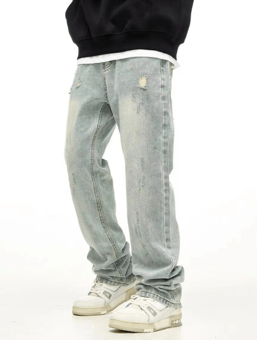 Japanese Brand × Jean Distressed retro simple washed loose ripped jeans Size US 34 / EU 50 - 1 Thumbnail