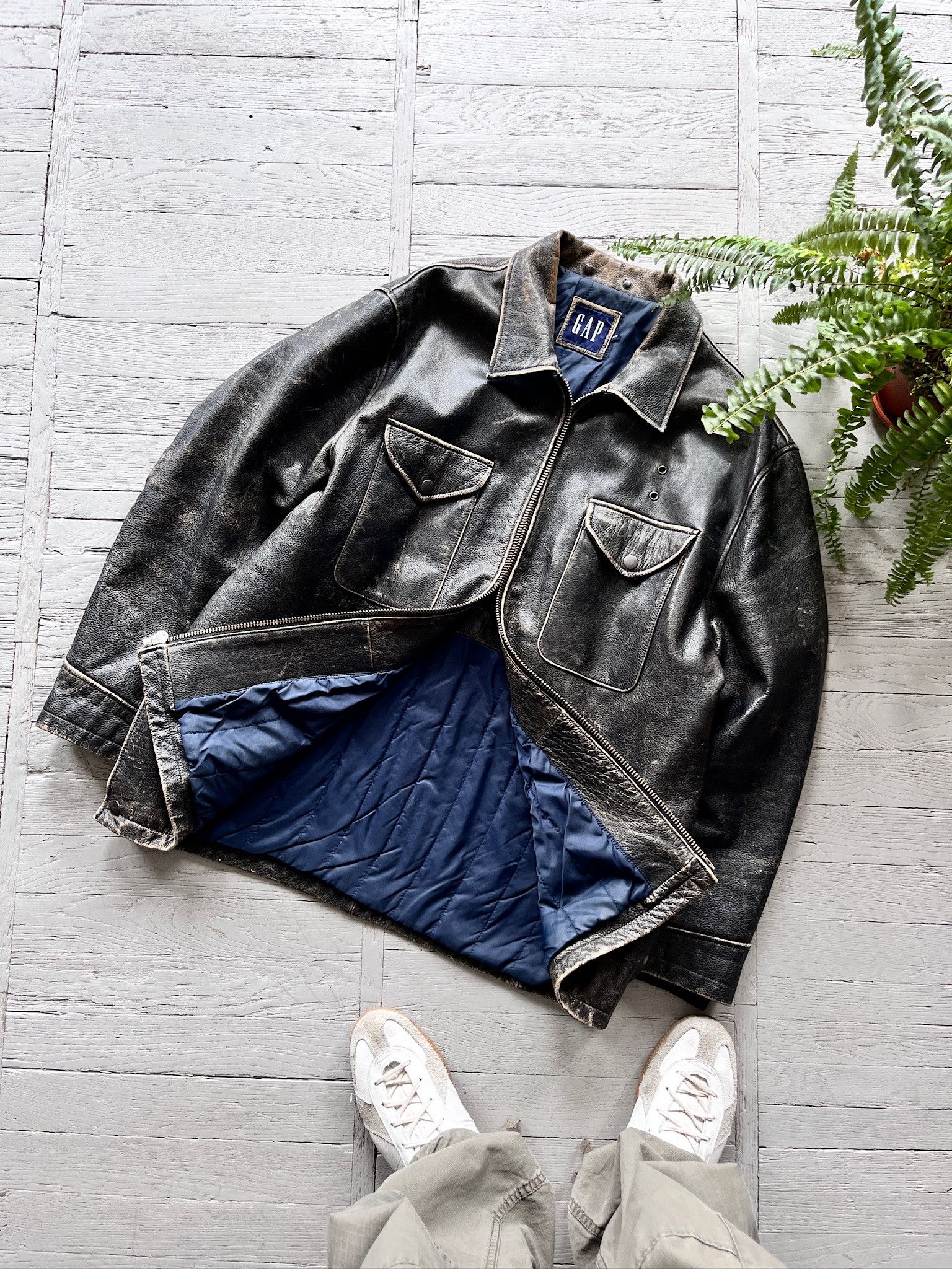 Gap Leather Jacket Vintage Vintage Gap Brown Leather Aviator Jacket Grailed