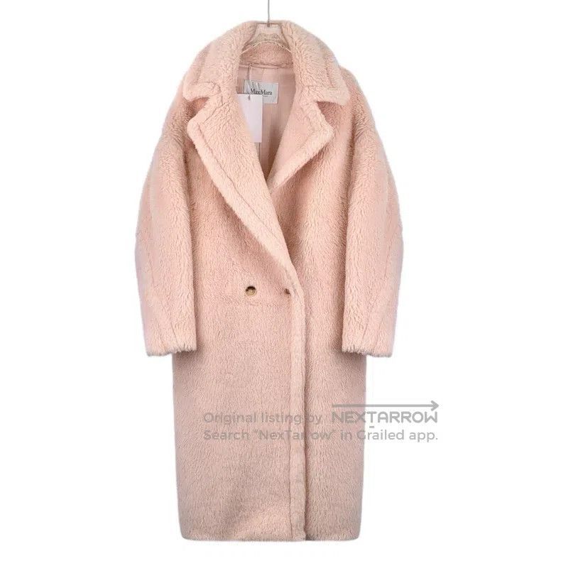 Max Mara Max Mara Pink Teddy Alpaca Hair Lapel Double Breasted Long Size L / US 10 / IT 46 - 1 Thumbnail