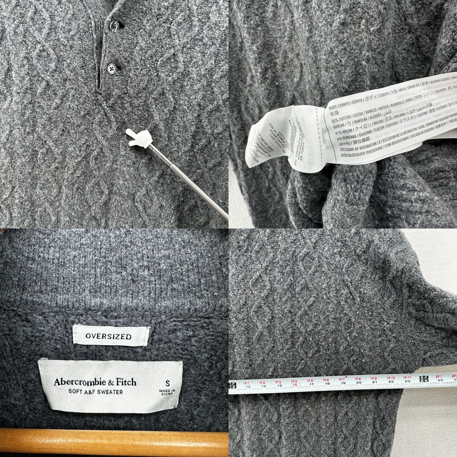 Abercrombie & Fitch Abercrombie & Fitch Pullover Sweater Gray Men's Small Oversized Long Sleeve Shirt Size US S / EU 44-46 / 1 - 8 Thumbnail