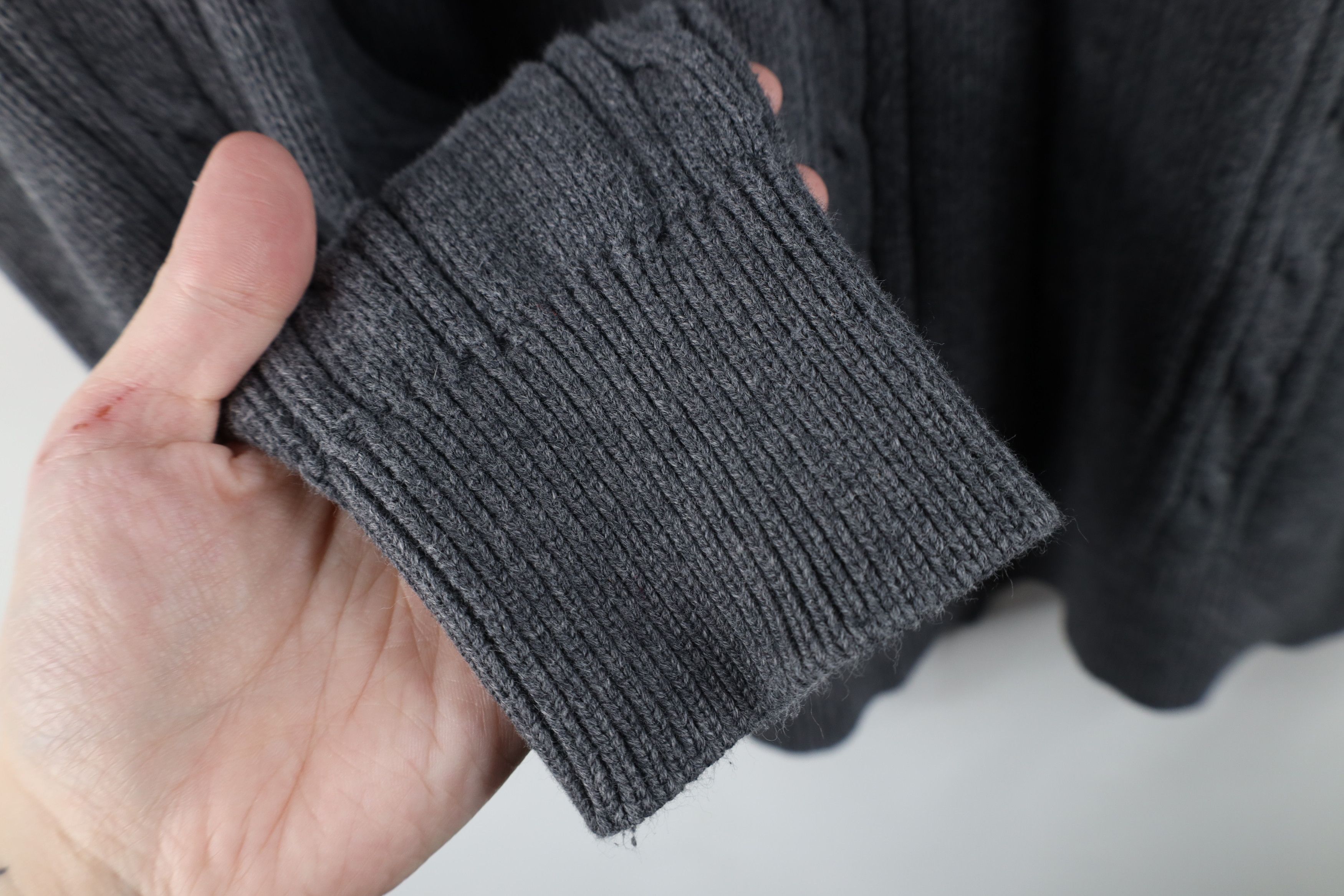 Nautica × Vintage Vintage 90s Nautica Cotton Cable Knit Crewneck Sweater Gray Size US XL / EU 56 / 4 - 7 Thumbnail