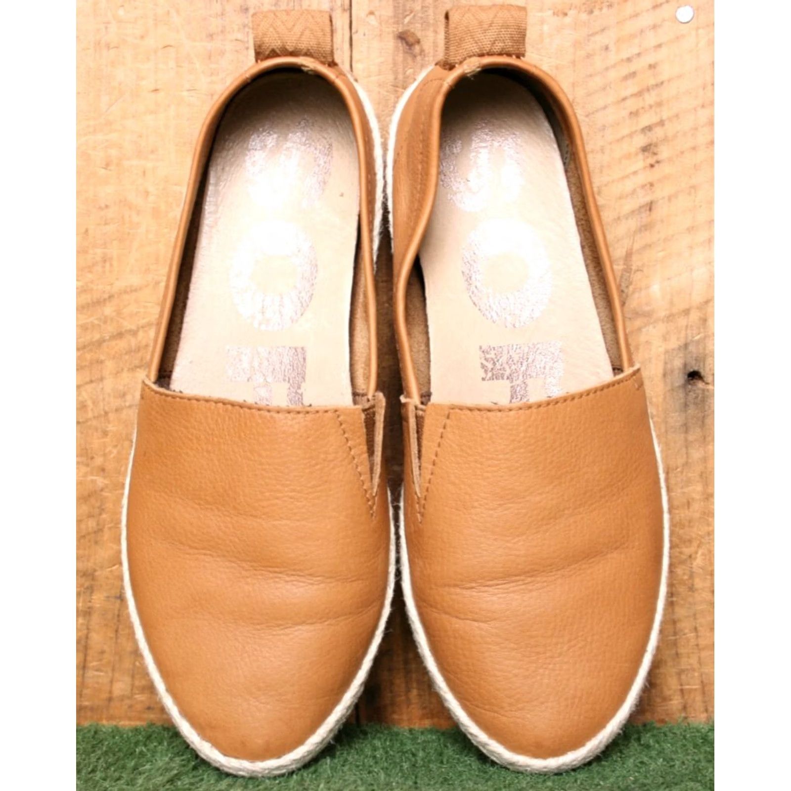 SOREL SOREL Ella Caramel Brown Leather Espadrille Loafers Sz. 6.5 Women Flat Slip On Jute Wrapped Upper Leather Style Loafer 37.5 Shp Brown Womens Size US 7 / IT 37 - 4 Thumbnail