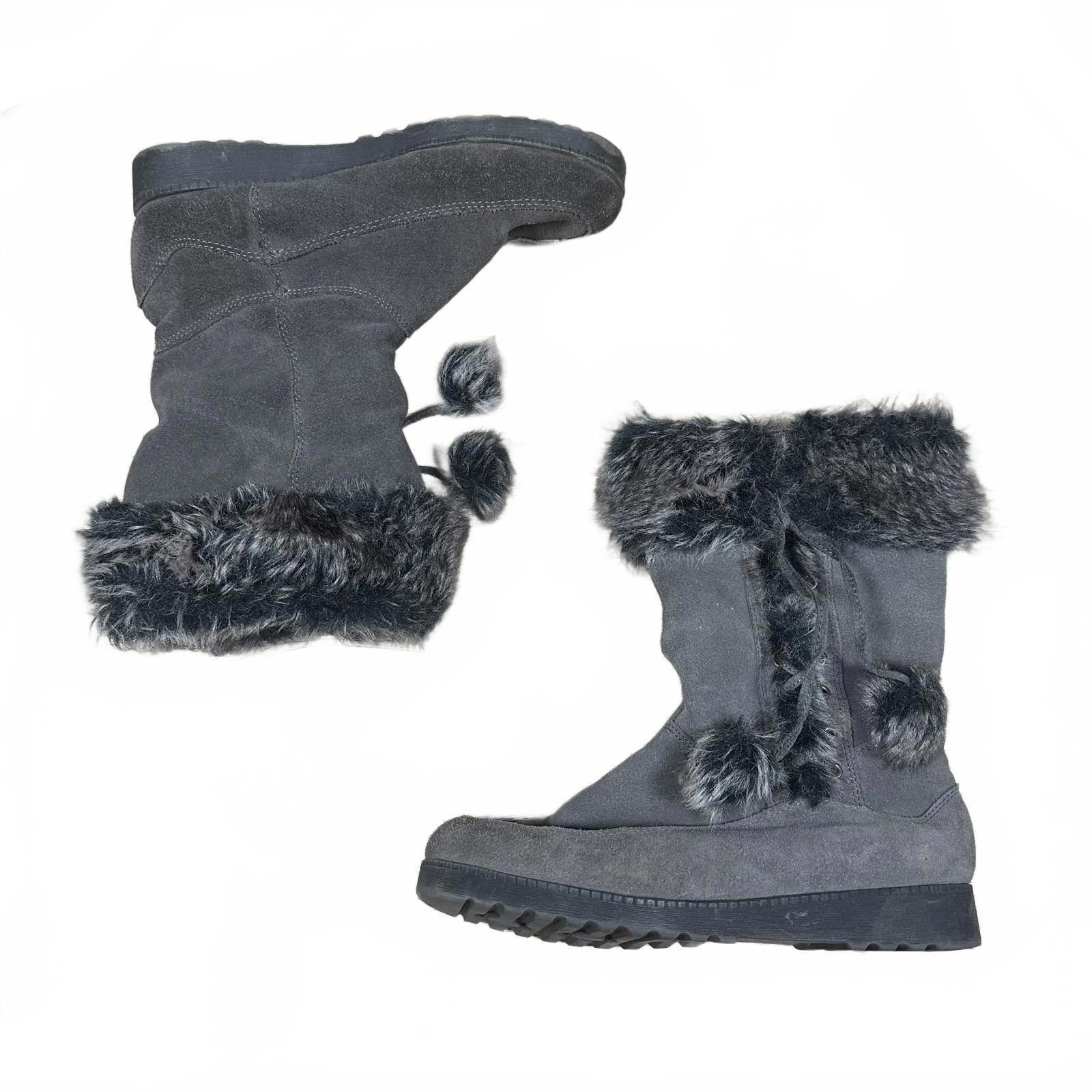 Unknown London Women's Boots Gray Faux Fur Pom Pom’s 7.5 Size US 7.5 / IT 37.5 - 2 Thumbnail