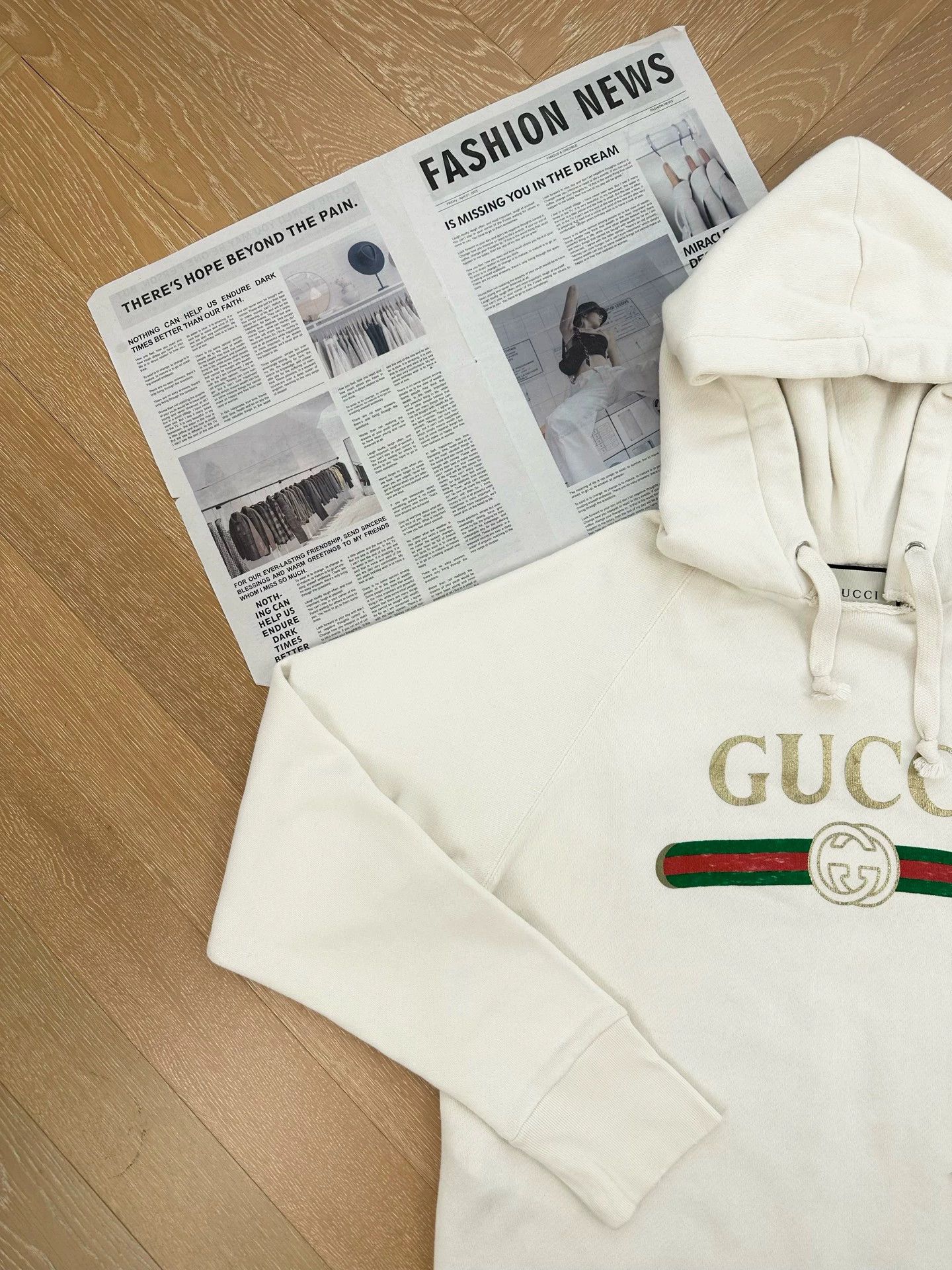 Gucci GUCCI beige unisex hoodie double dog print back distressed Size M / US 6-8 / IT 42-44 - 6 Thumbnail
