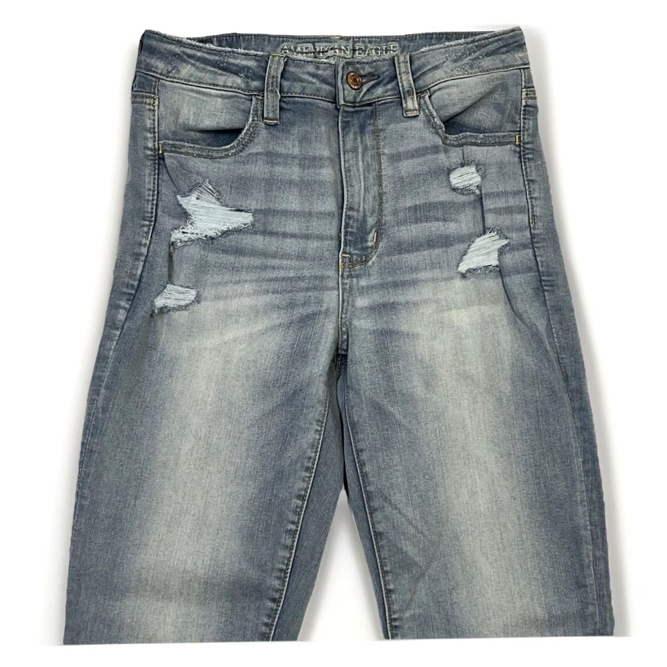 American Eagle Outfitters VINTAGE American Eagle AE Washed Jegging Size 8 Ripped, Super Hi Rise Size 30" / US 8 / IT 44 - 3 Thumbnail