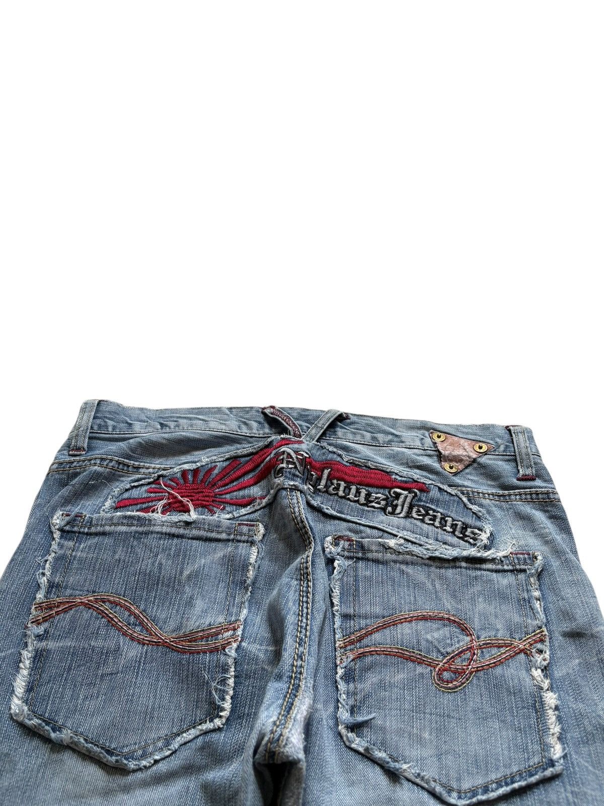 Japanese Brand Vintage Nylaus Embellished Distressed Loose Baggy Jeans Size US 32 / EU 48 - 8 Thumbnail