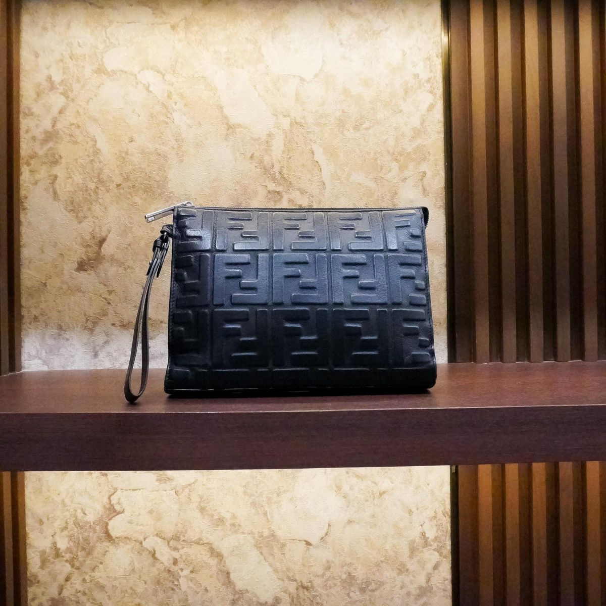 Fendi Fendi FF Embossed Clutch Black Size ONE SIZE - 2 Thumbnail