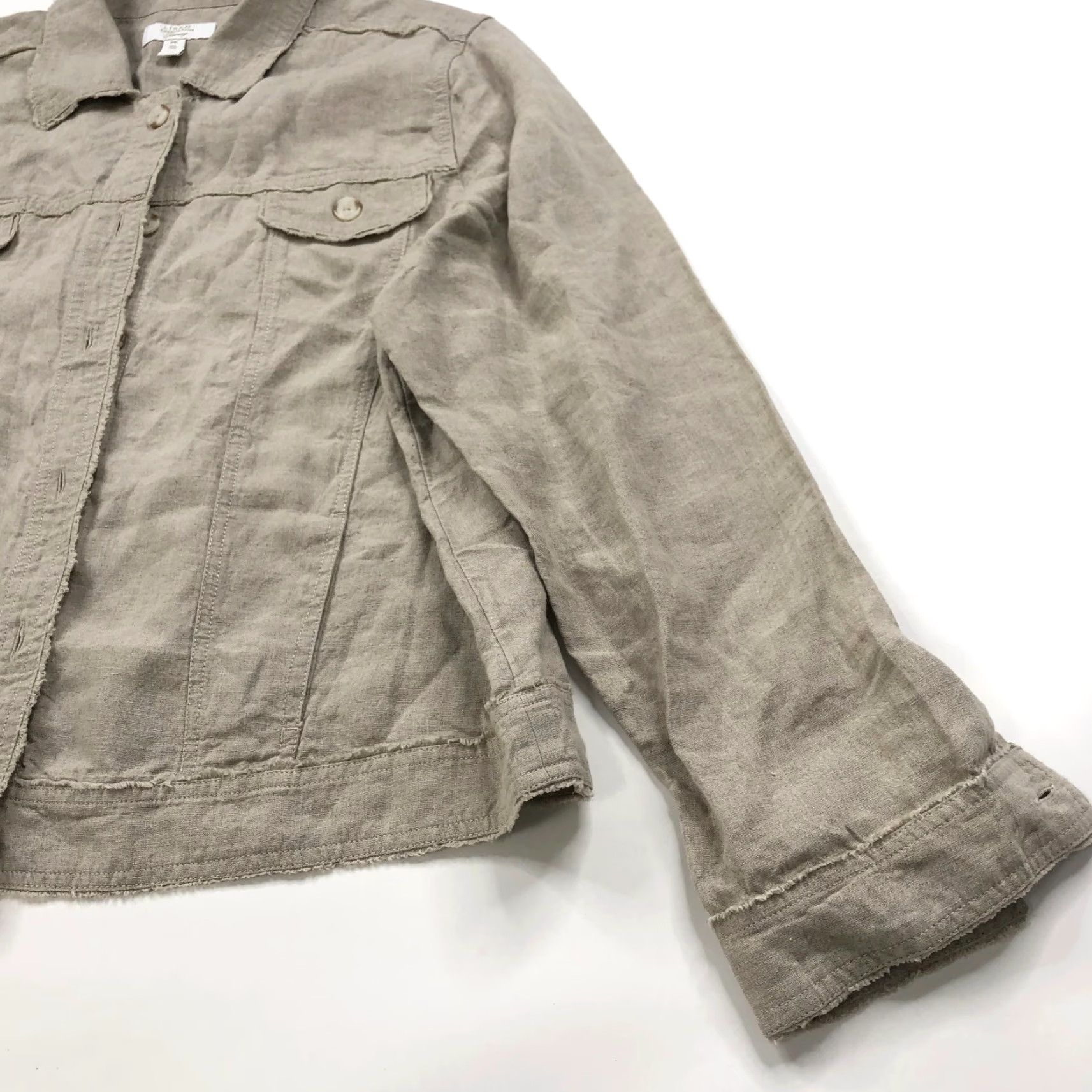 Charter Club Charter Club Luxury XXL 100% Linen Long Sleeve Shacket Shirt Jacket Beige MINT Shirt Womens Basic Casual All Seasons Size XXL / US 16-18 / IT 52-54 - 2 Thumbnail