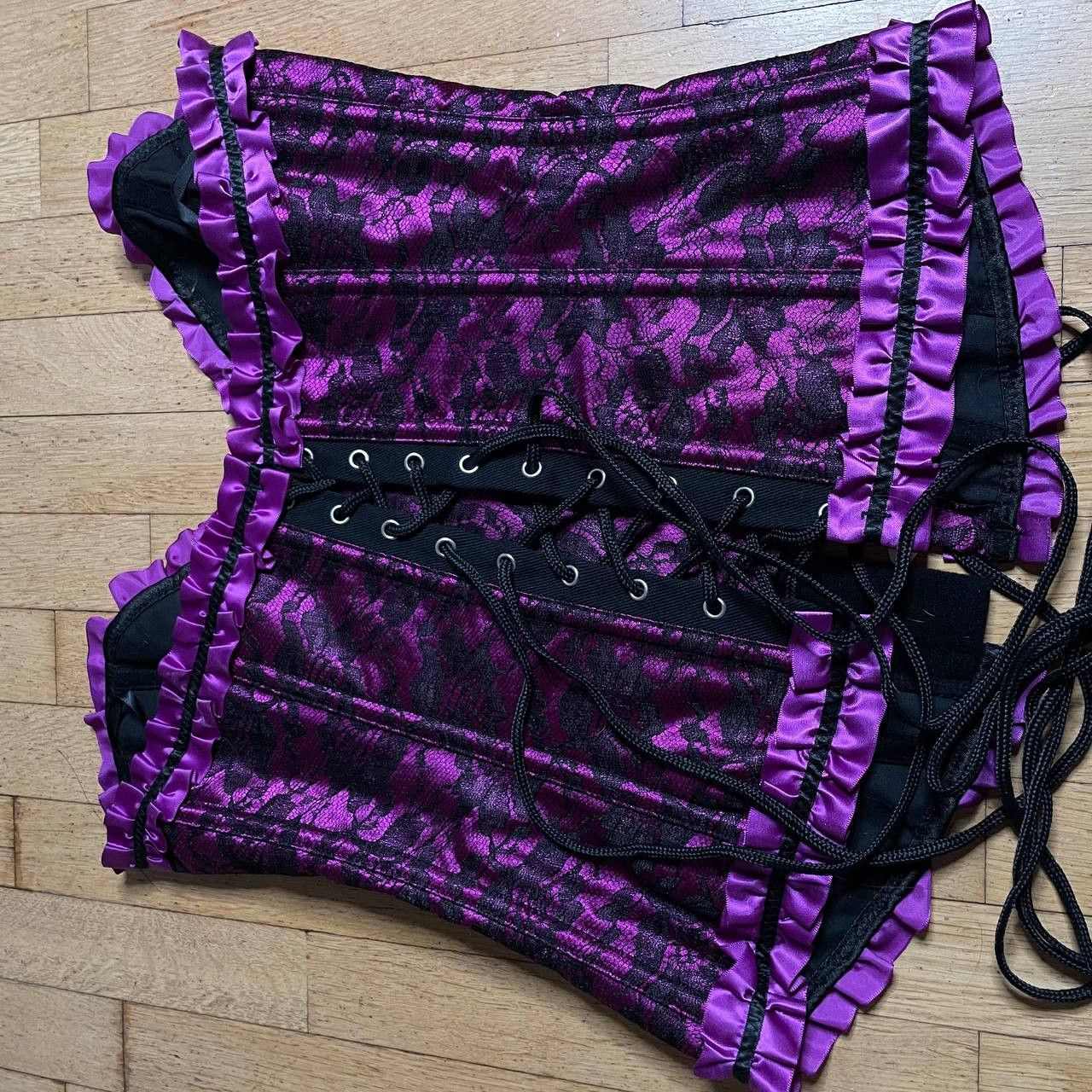 Other Satin Corset by POIZEN INDUSTRIAL lace and a ribbon Size ONE SIZE - 3 Thumbnail