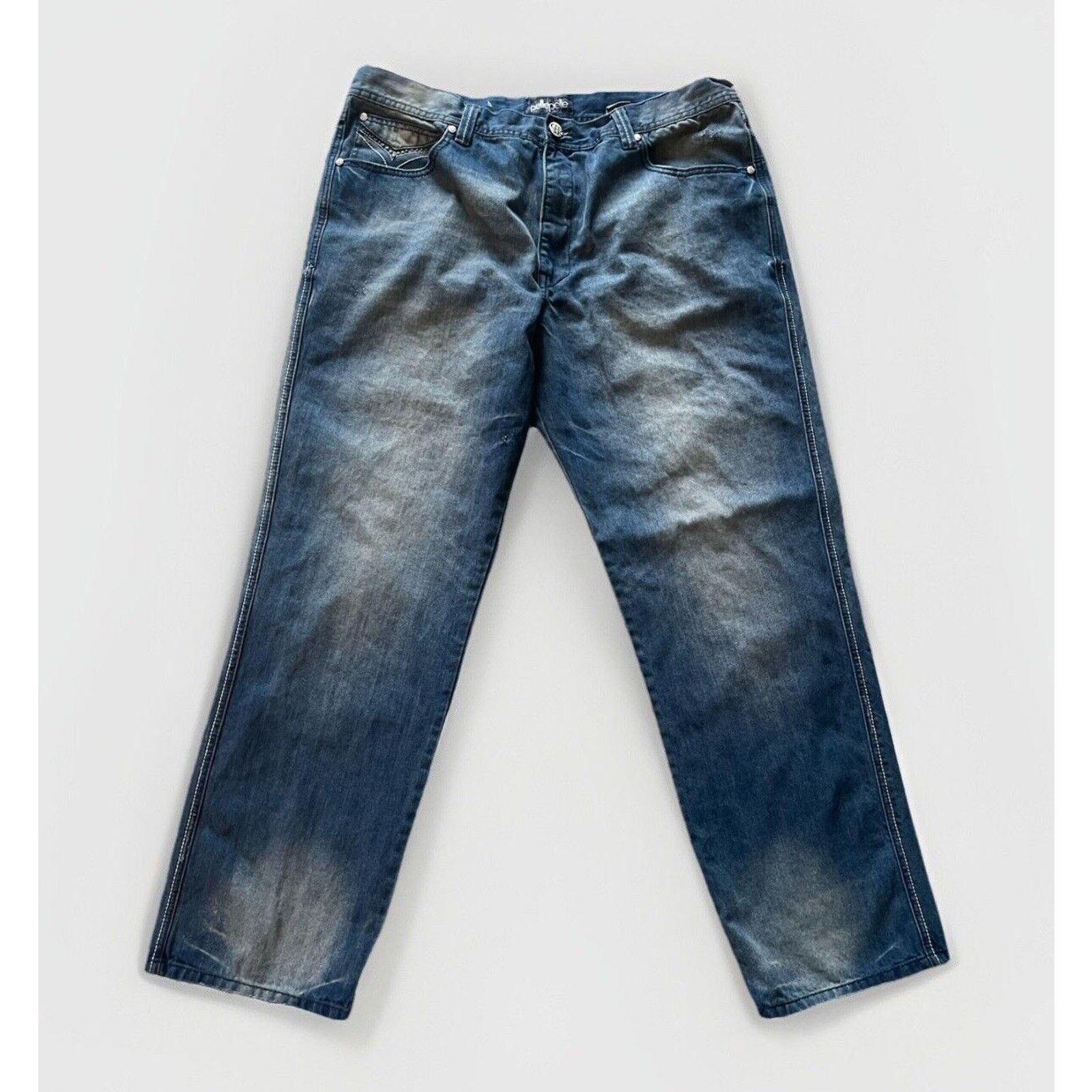 Pelle Pelle Vintage Y2K Pelle Pelle Mens 42X34 Trim Thick Stitch Denim Size US 42 / EU 58 - 1 Thumbnail