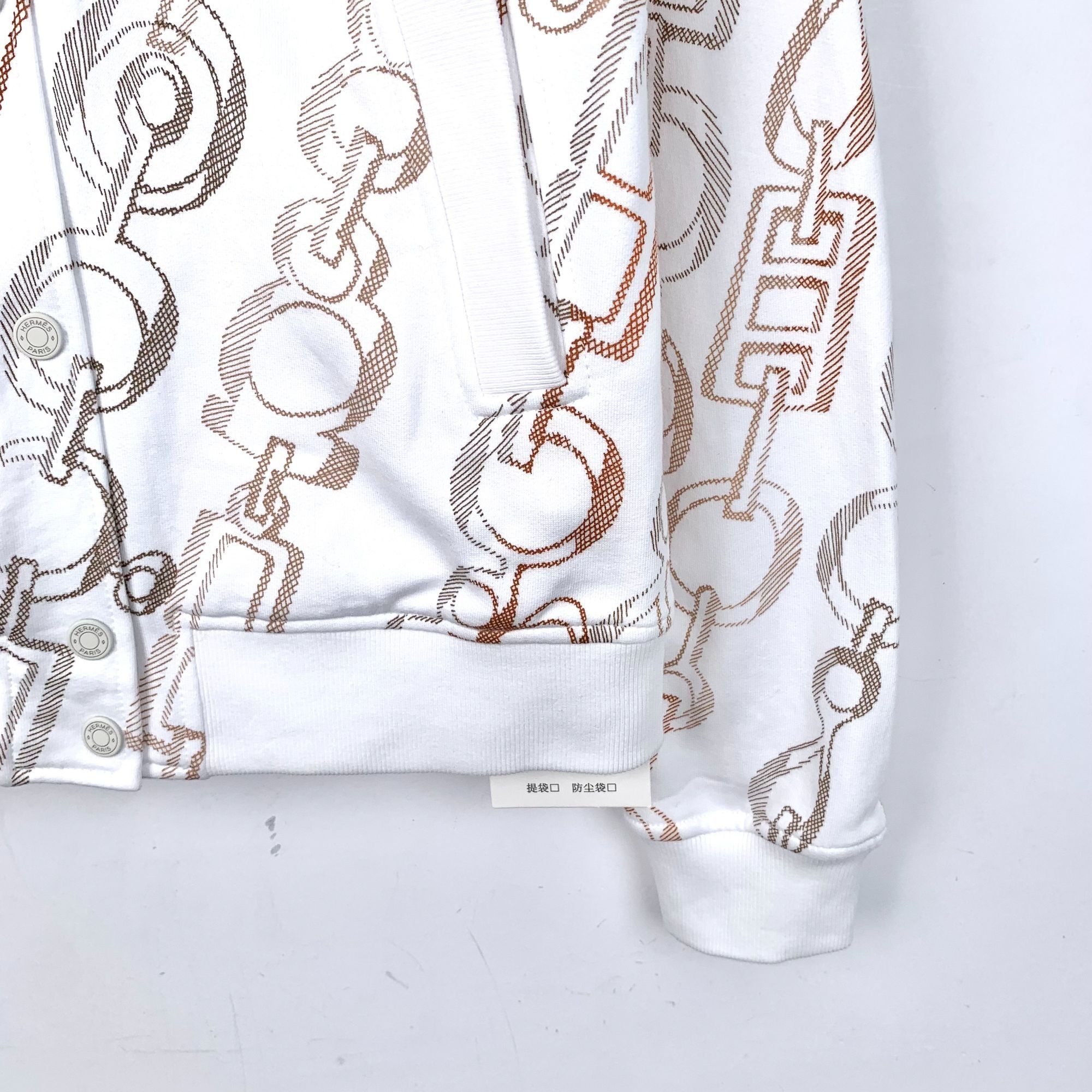 Hermes Hermès White Chain Lock Print Cotton Single-Breasted Jacket Size US S / EU 44-46 / 1 - 6 Thumbnail