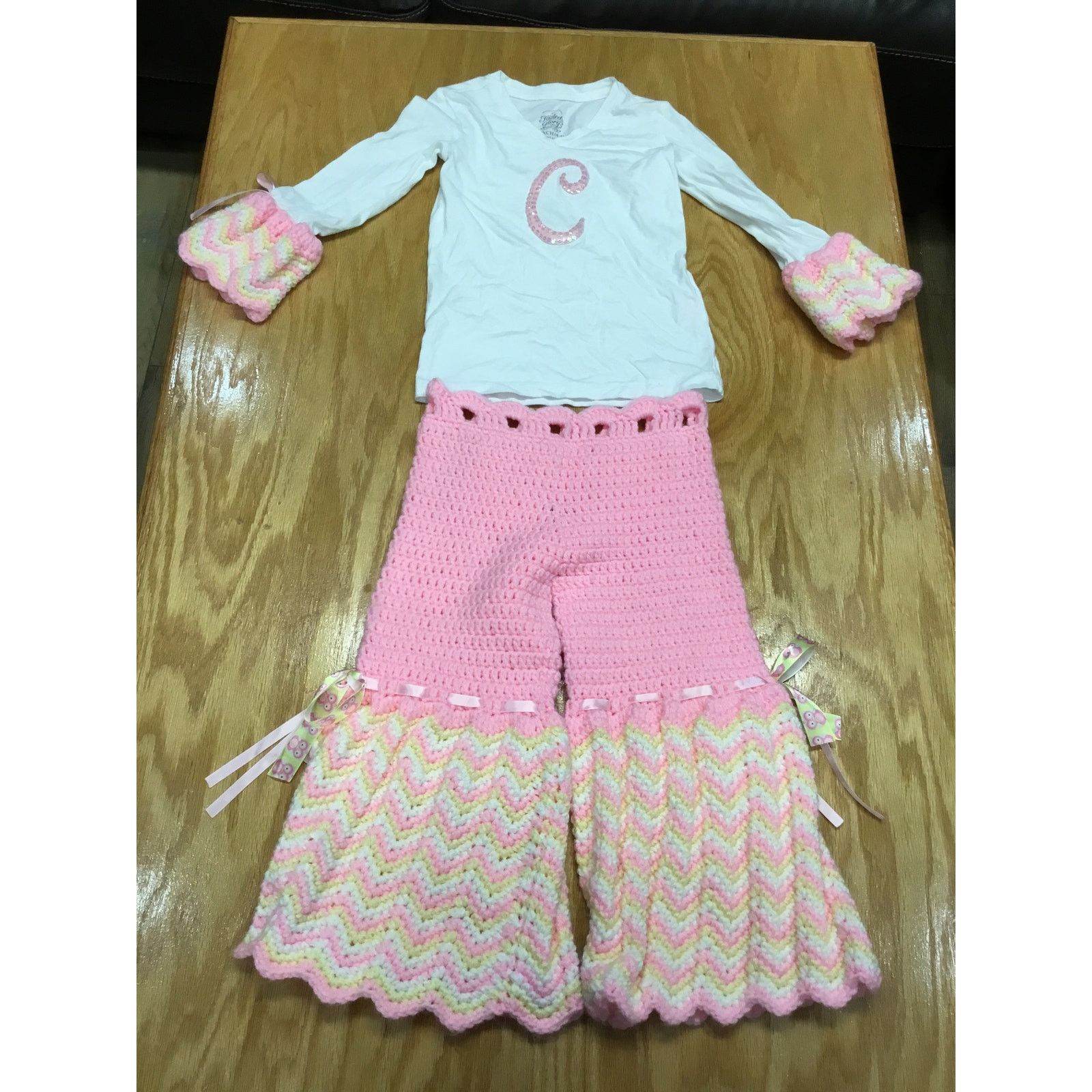 Faded Glory Faded Glory Pants Shirt 2-Piece Set Girls XS (4-5) Pink Knit Size XS / US 0-2 / IT 36-38 - 1 Thumbnail