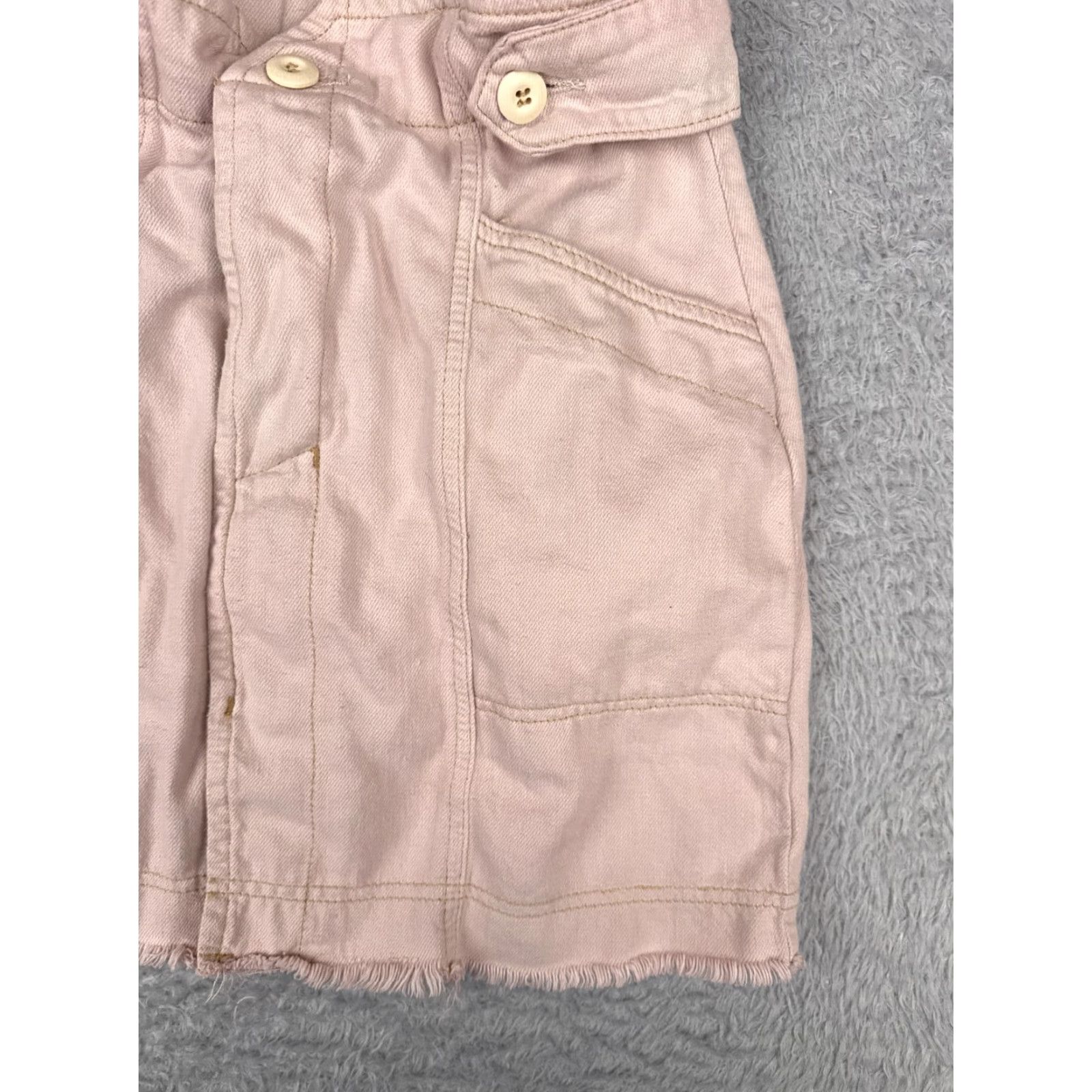 Free People Free People Skirt Womens 4 Pink Denim Twill Raw Hem Button Fly Cotton Lyocell Mini Short Size 27" / US 4 / IT 40 - 4 Thumbnail