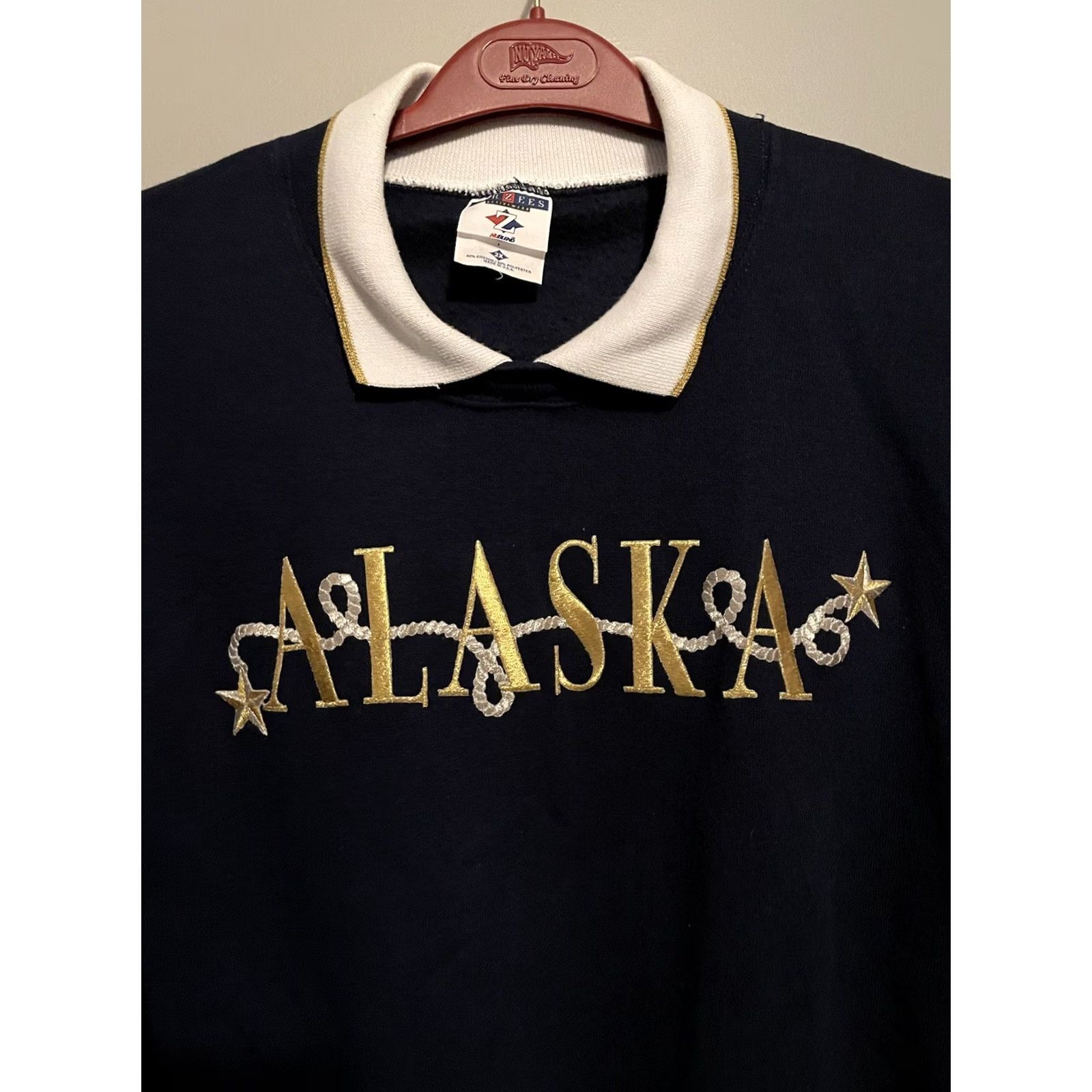 Jerzees VINTAGE Alaska 90s Sweatshirt Logo Blue Collared 2XL Embroidered Mens Sweatshirt Size US XXL / EU 58 / 5 - 2 Thumbnail