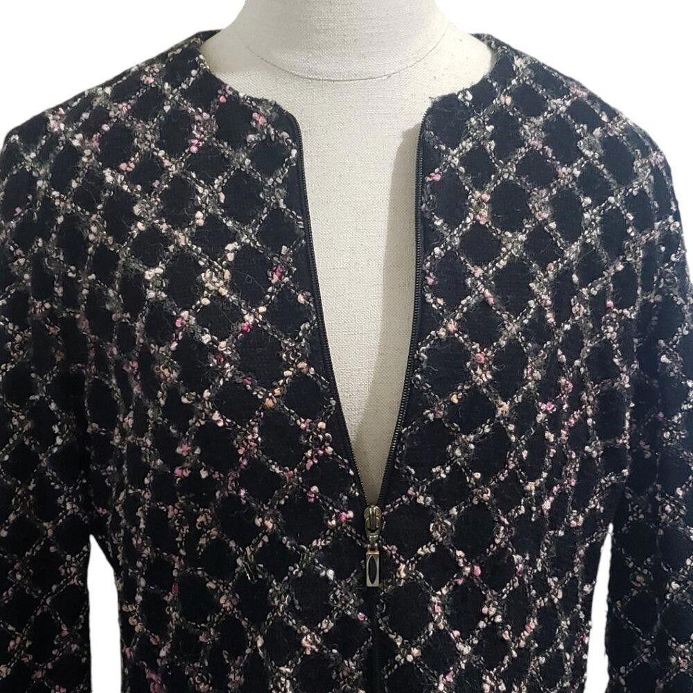 Designer CT1935 Joseph Ribkoff Black Zip Front Jacket 10 Size L / US 10 / IT 46 - 2 Thumbnail
