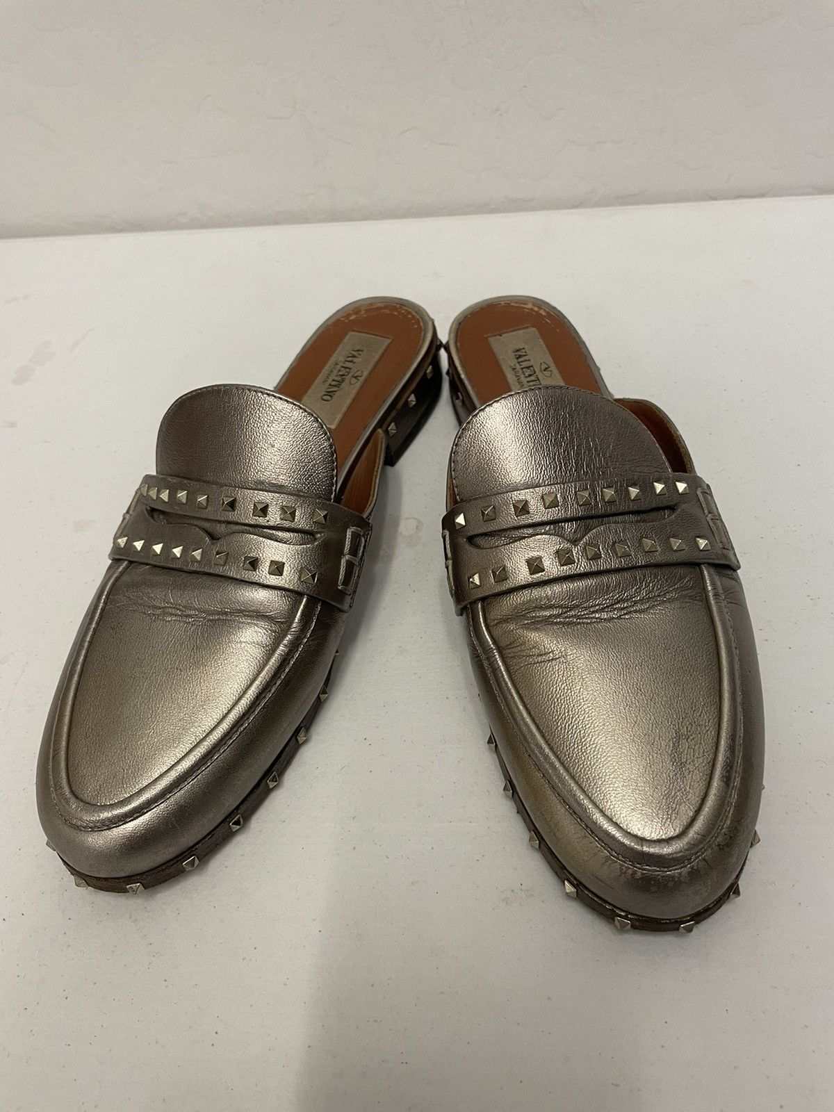 Valentino Soul Rockstud Metallic Mules Size US 6 / IT 36 - 3 Thumbnail