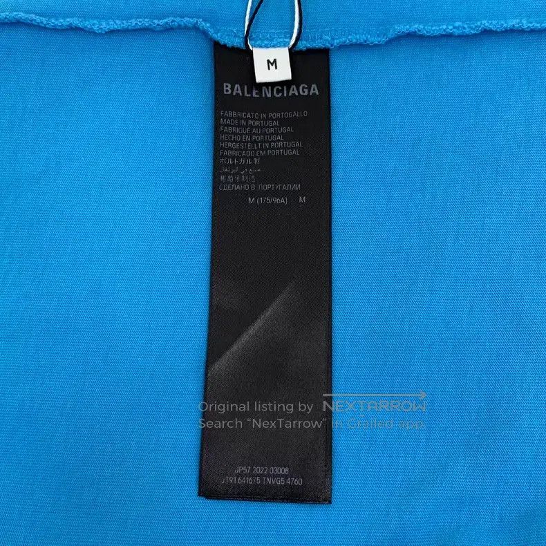Balenciaga Balenciaga Blue Logo Letter Printed Cotton Round Neck Shor Size US M / EU 48-50 / 2 - 8 Thumbnail