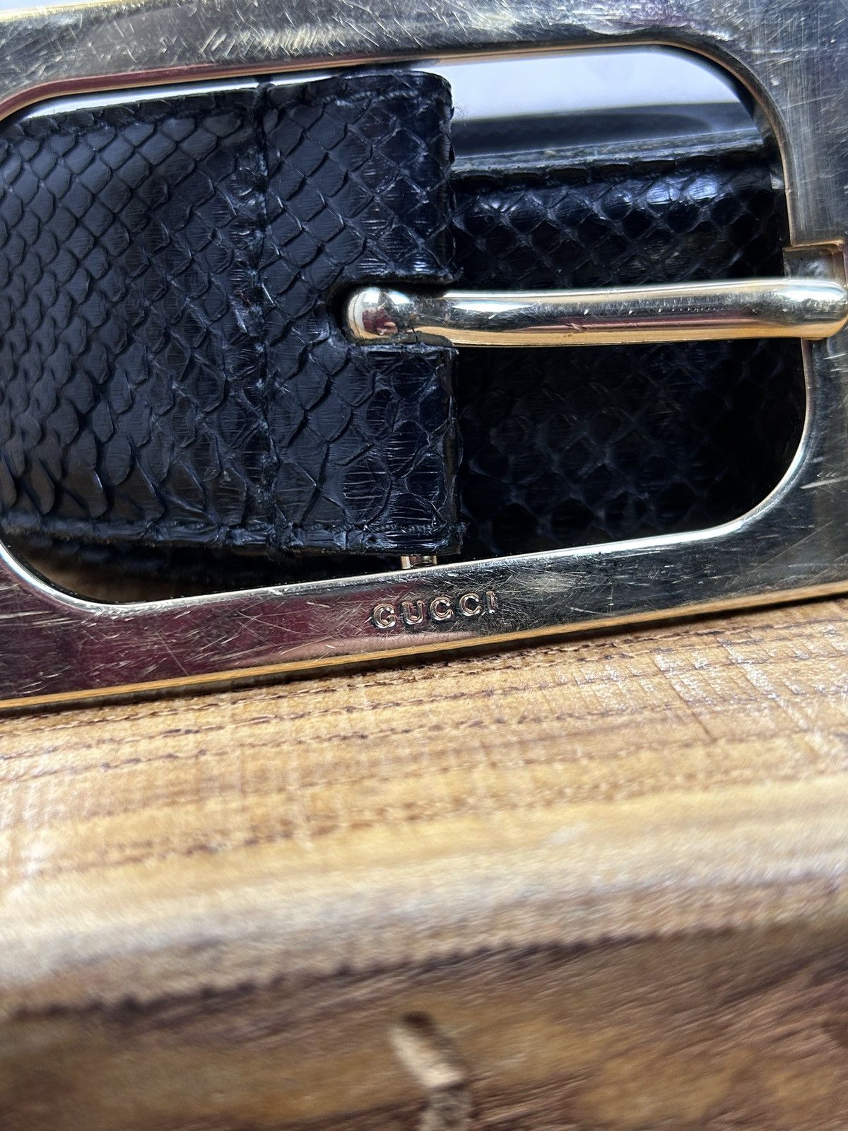 Gucci Vintage Gucci Italy Large Buckle Leather Belt 167902 1766 Size ONE SIZE - 4 Thumbnail
