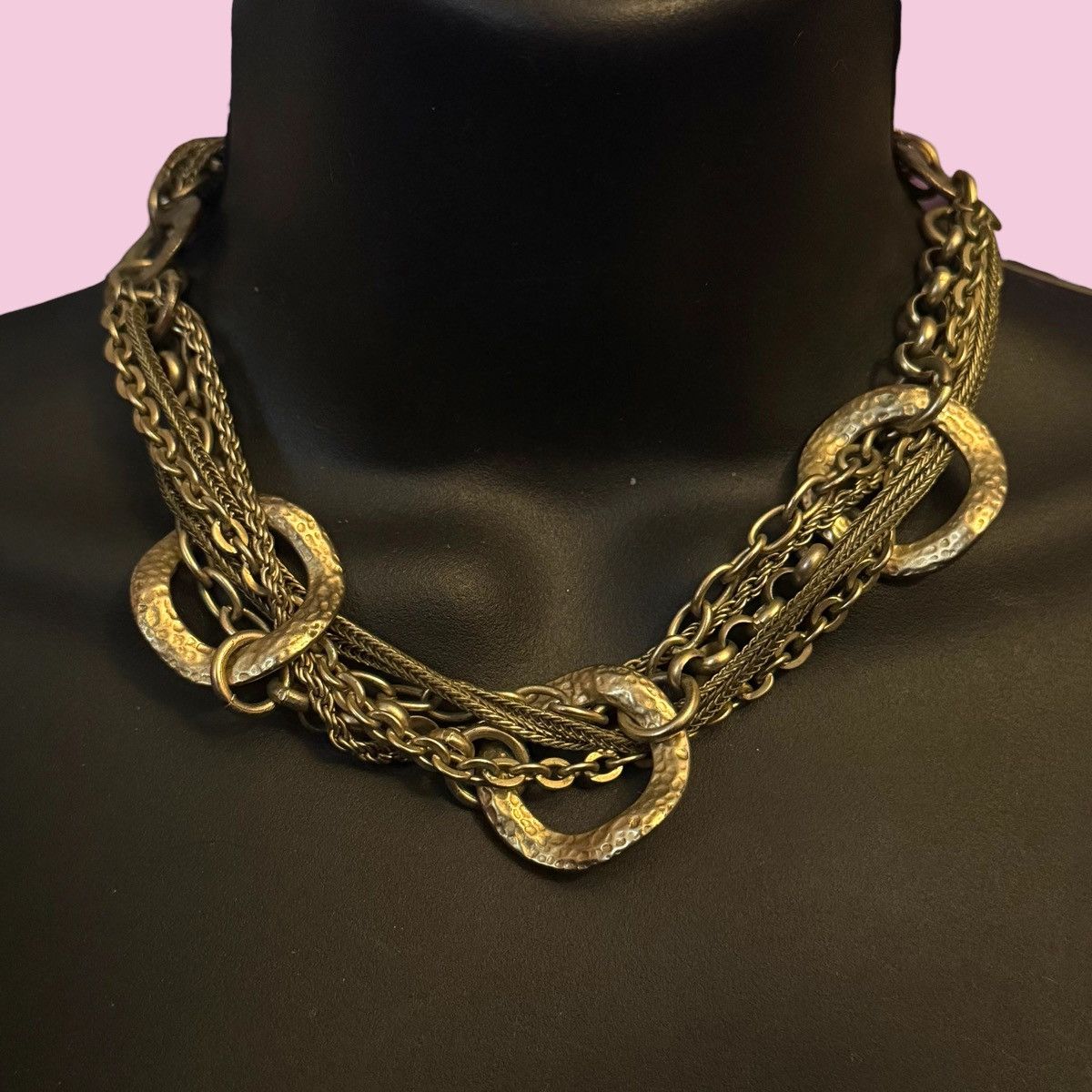 Other VCLM gold tone multi strand hammered links collar necklace Size ONE SIZE - 1 Thumbnail