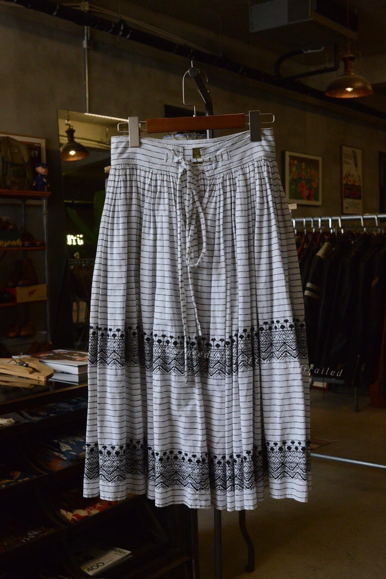 Kenzo Kenzo 1980s Embroidered Striped Skirt Size 36" / US 14 / IT 50 - 1 Thumbnail