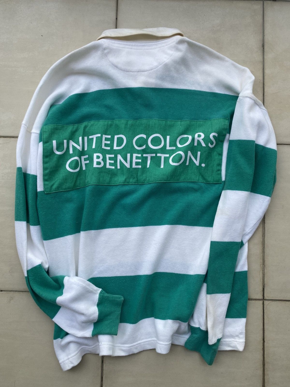 Vintage Benetton Rugby Shirt Green 80s Polo - Main Image