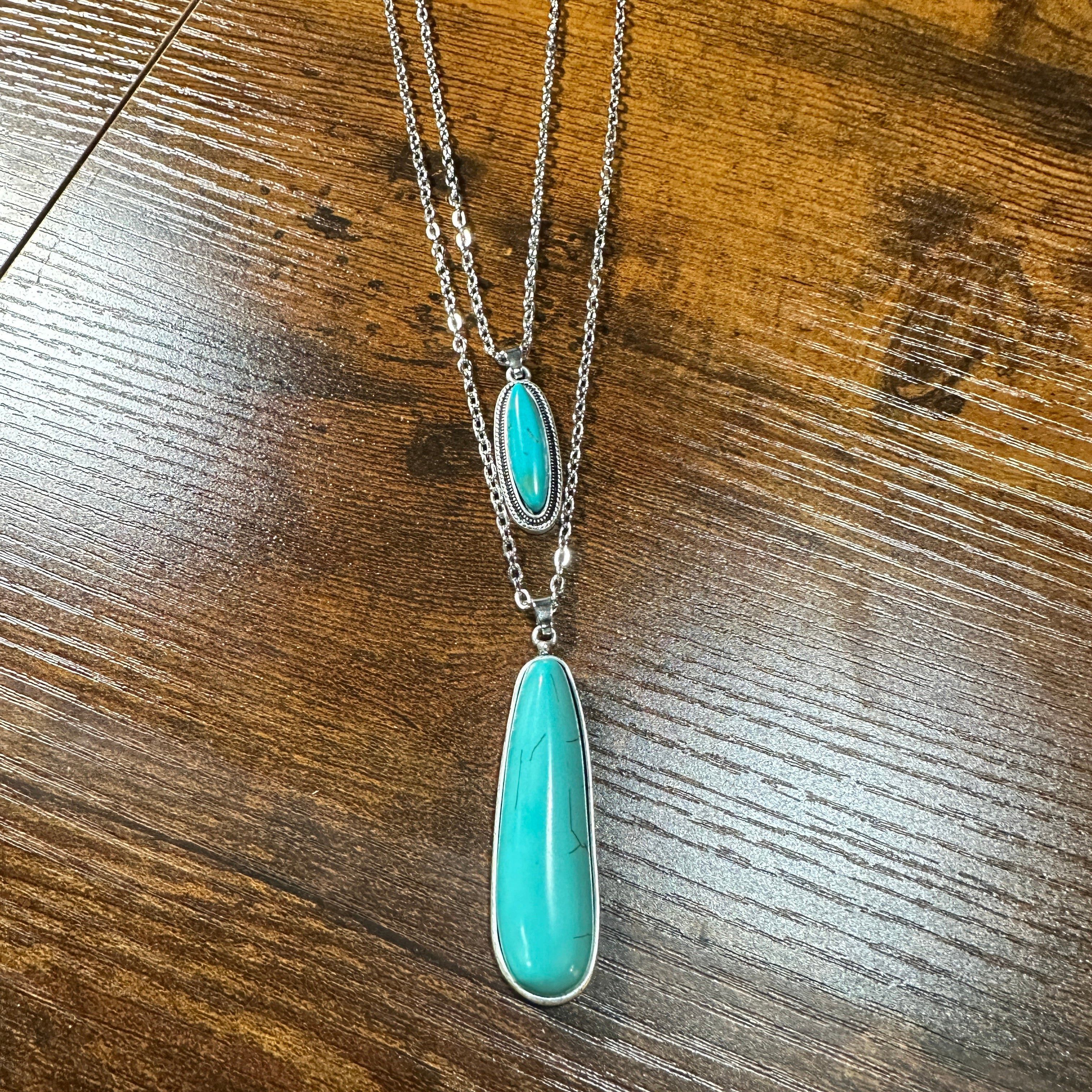 Other Chain Turquoise Necklace Pendant- Elegant 2-Strand Design Size ONE SIZE - 2 Thumbnail