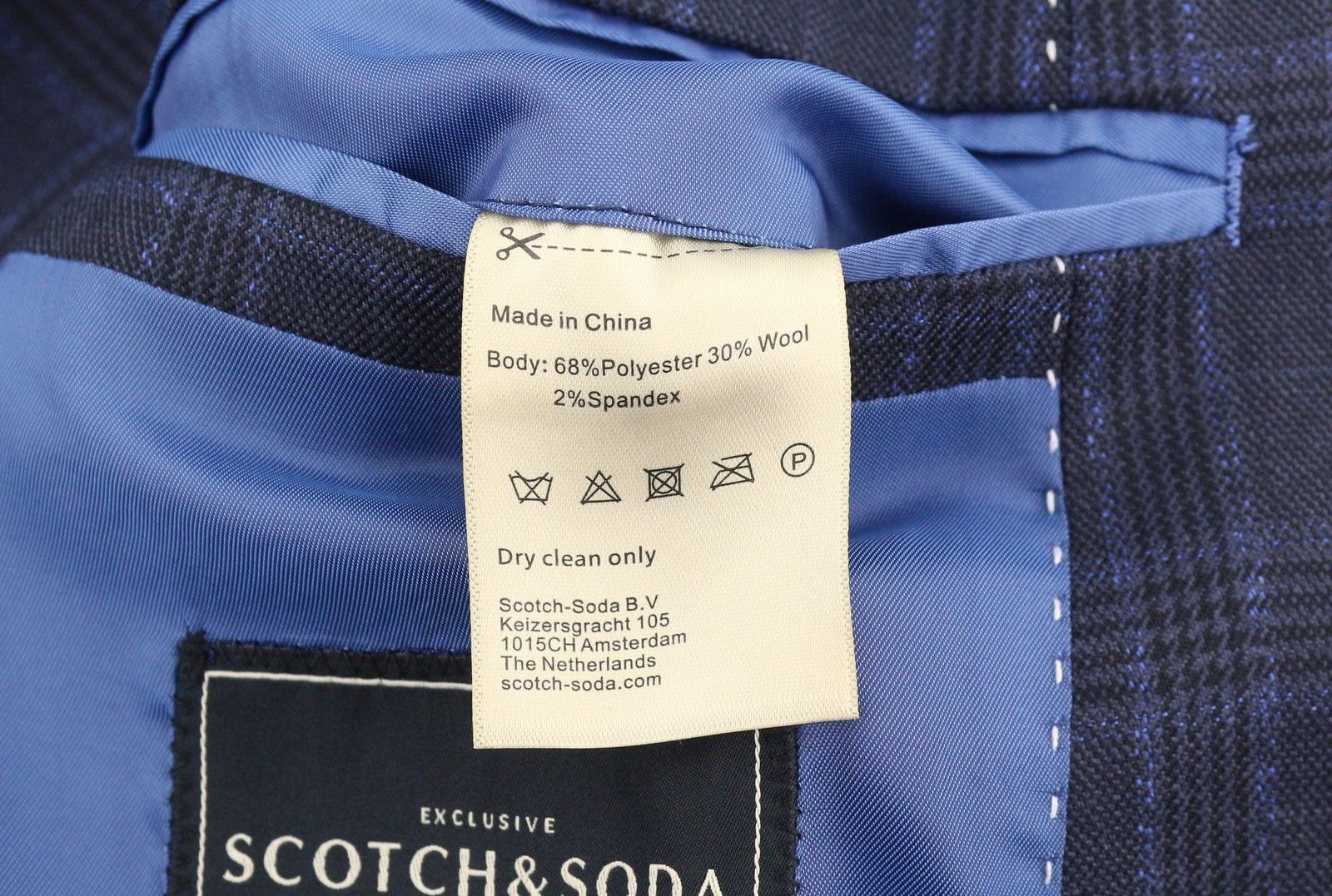 Scotch & Soda M Navy Check Wool Blend Peak Blazer 88536 Size 38R - 9 Thumbnail