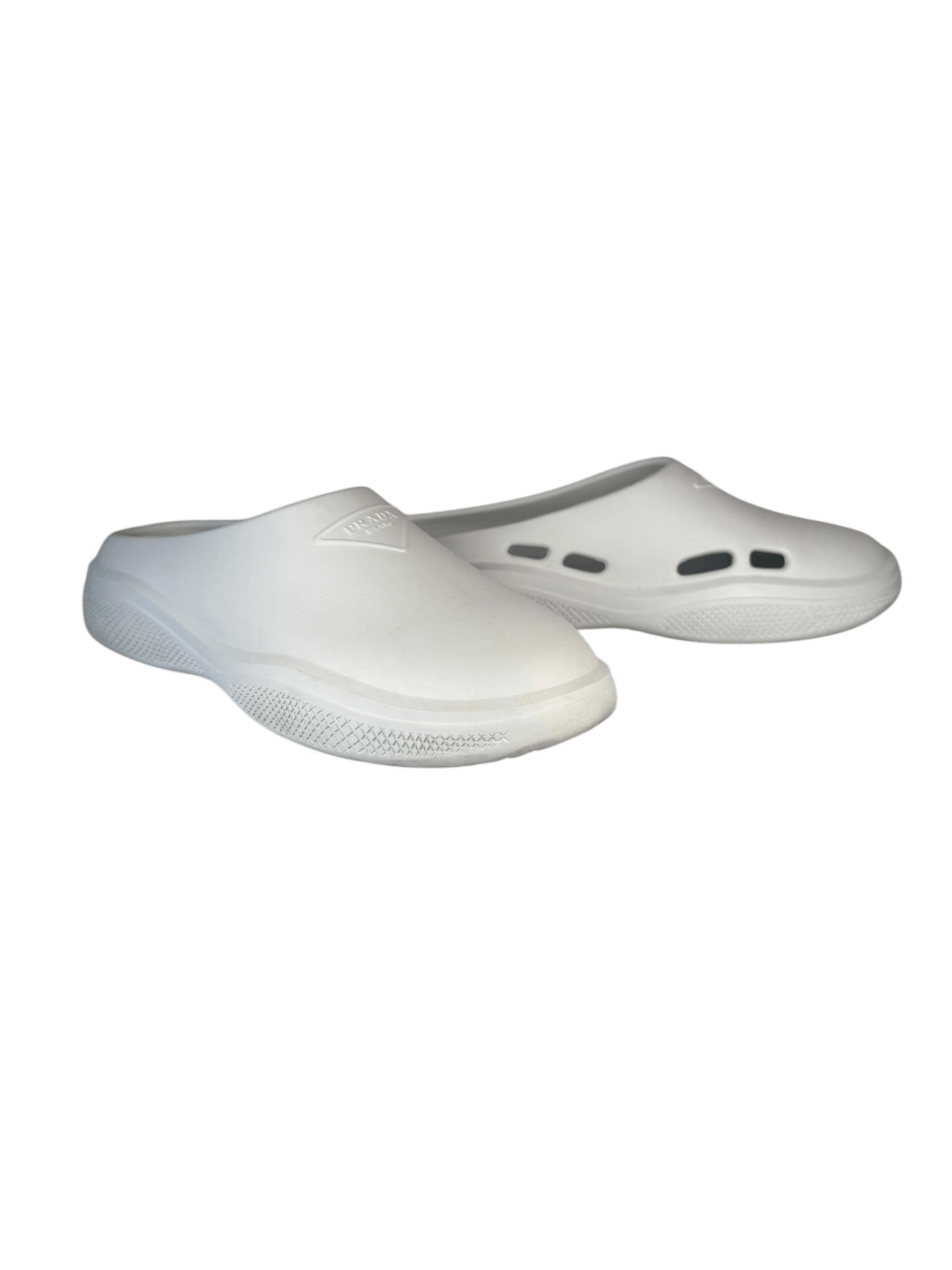 【送料&関税込】Prada Mellow Rubber Mules Prada Mellow Rubber Logo Embossed Mules Clogs Size 40 $625