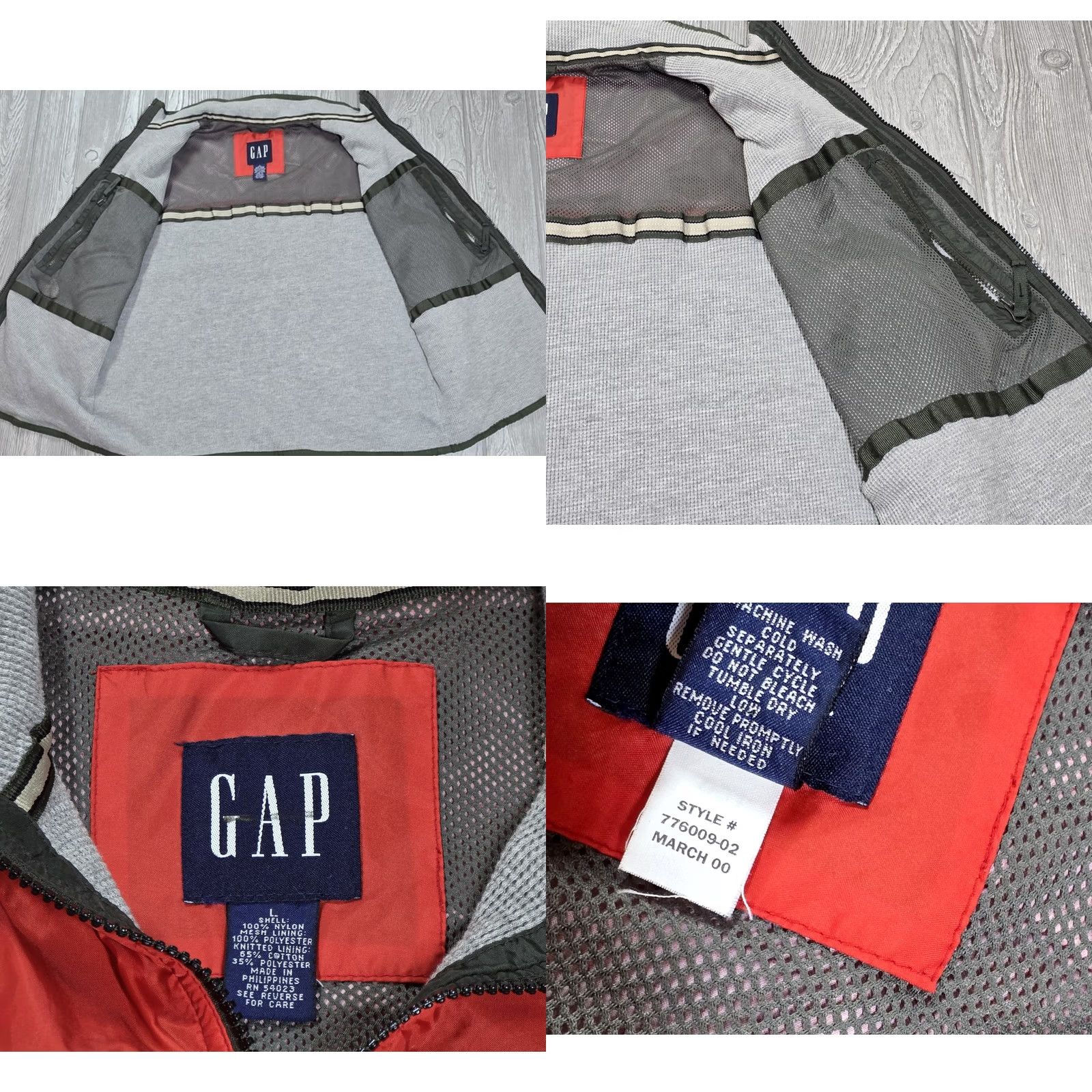 Gap VINTAGE Gap Jacket Men L Orange Thermal Lined Full Zip Nylon Safari Anorak Zip Pockets Logo 90s Outdoor Clothing Mens Size US L / EU 52-54 / 3 - 9 Thumbnail