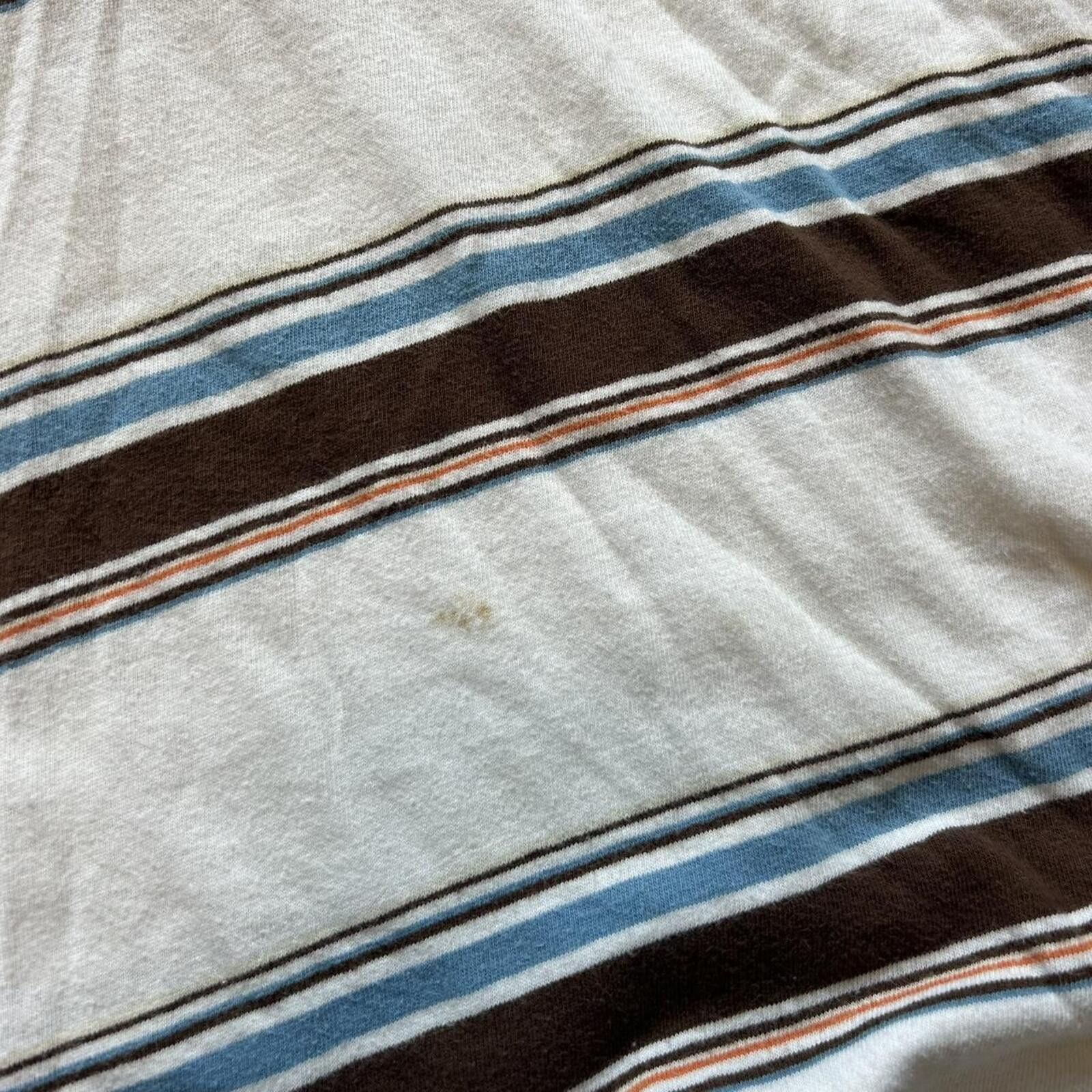 Polo Ralph Lauren Vintage y2k Brown Blue Machine striped polo shirt Size XXL Size US XXL / EU 58 / 5 - 4 Thumbnail
