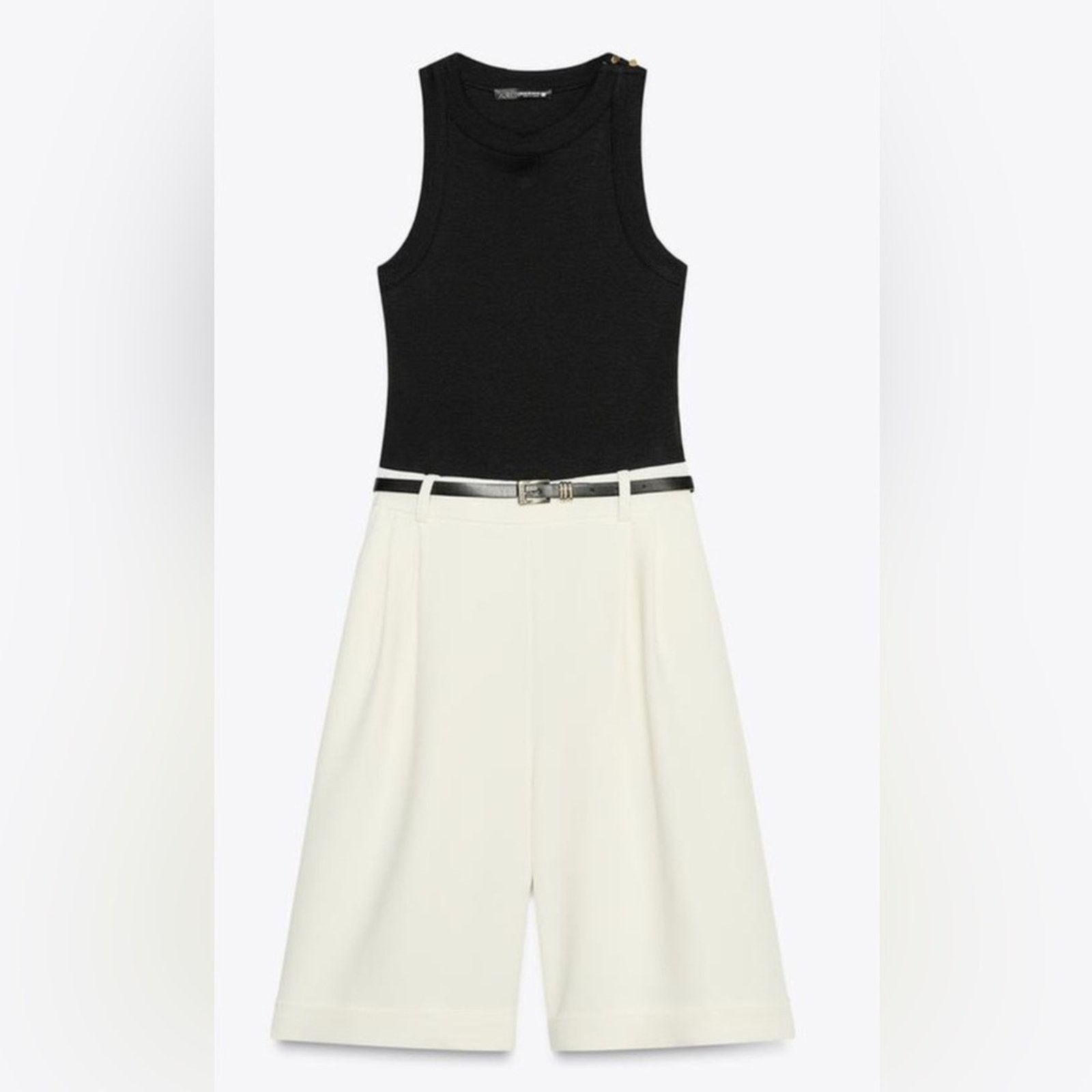 Zara Nwt- Zara- Belted Contrast Jumpsuit- L Size 32" / US 10 / IT 46 - 2 Thumbnail