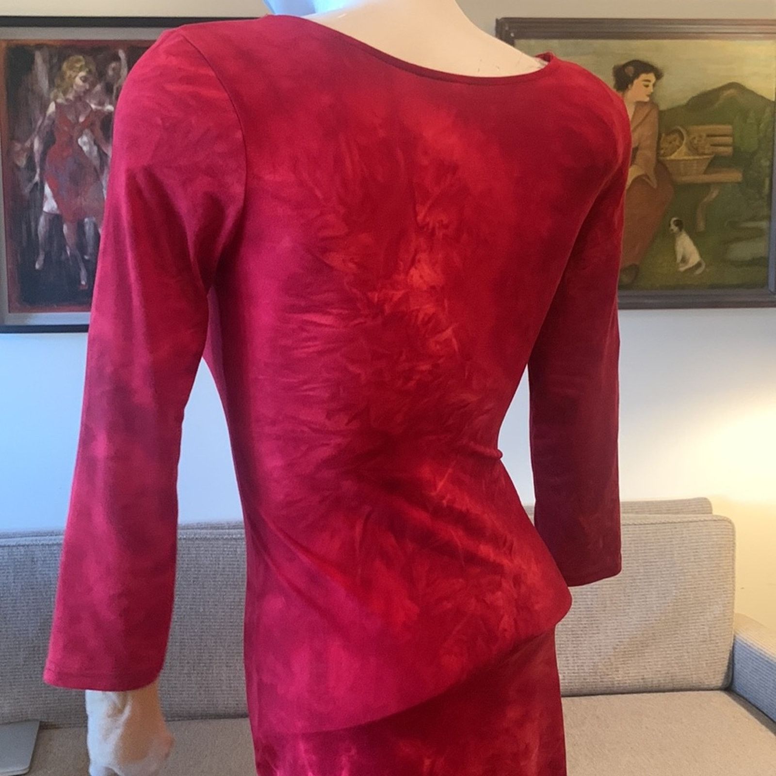 Vintage Yelete red stretch wiggle bodycon sexy dress Size S / US 4 / IT 40 - 5 Thumbnail