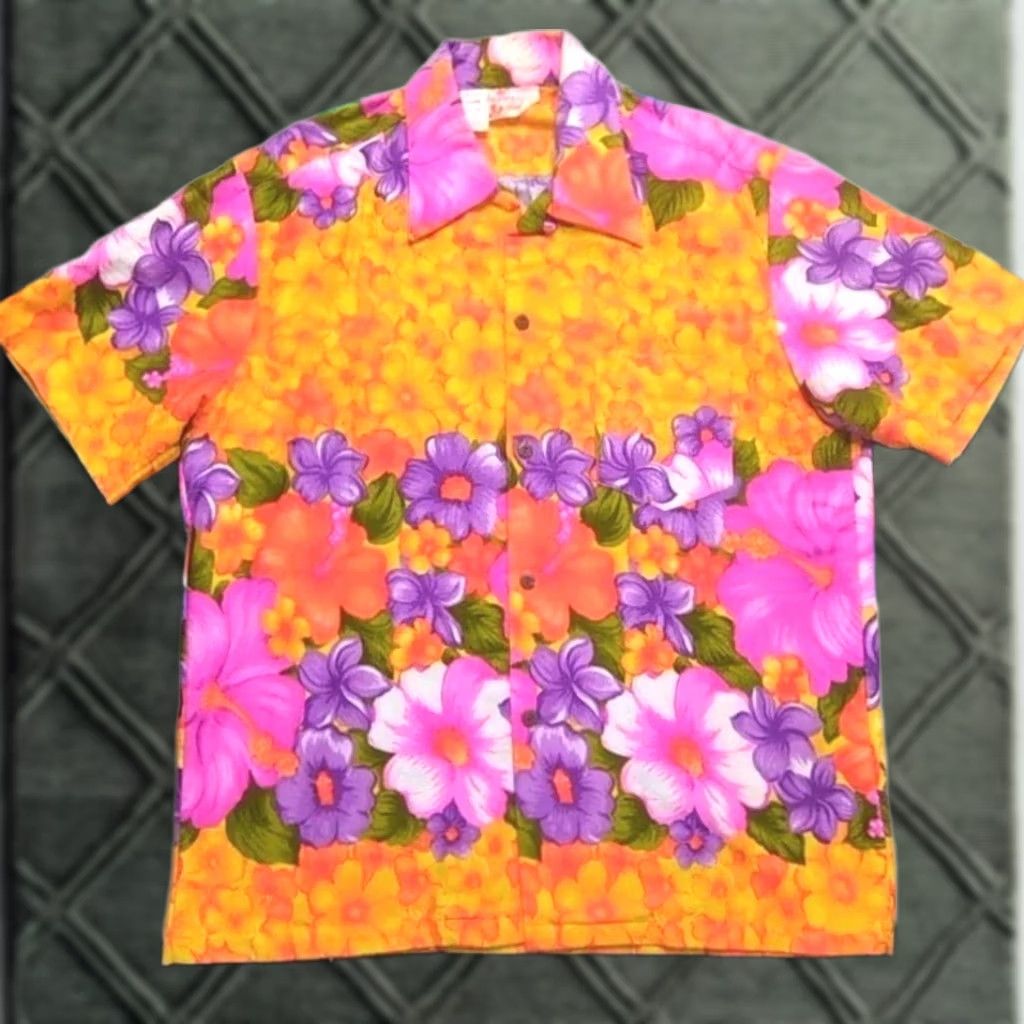 Sears VINTAGE Sears Hawaiian Fashion Shirt Floral Hawaii Flowers Loop Collar Large Size US L / EU 52-54 / 3 - 1 Thumbnail