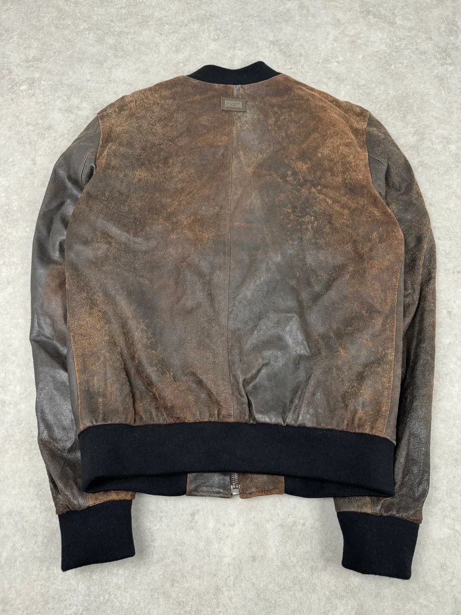 Dolce & Gabbana 2000s Dolce & Gabbana Raw Brown Leather Bomber Jacket Size US M / EU 48-50 / 2 - 7 Thumbnail