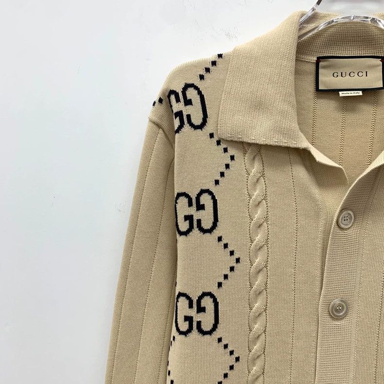 Gucci Gucci Brown logo jacquad lapel single-breasted knitted jac Size XS / US 0-2 / IT 36-38 - 3 Thumbnail