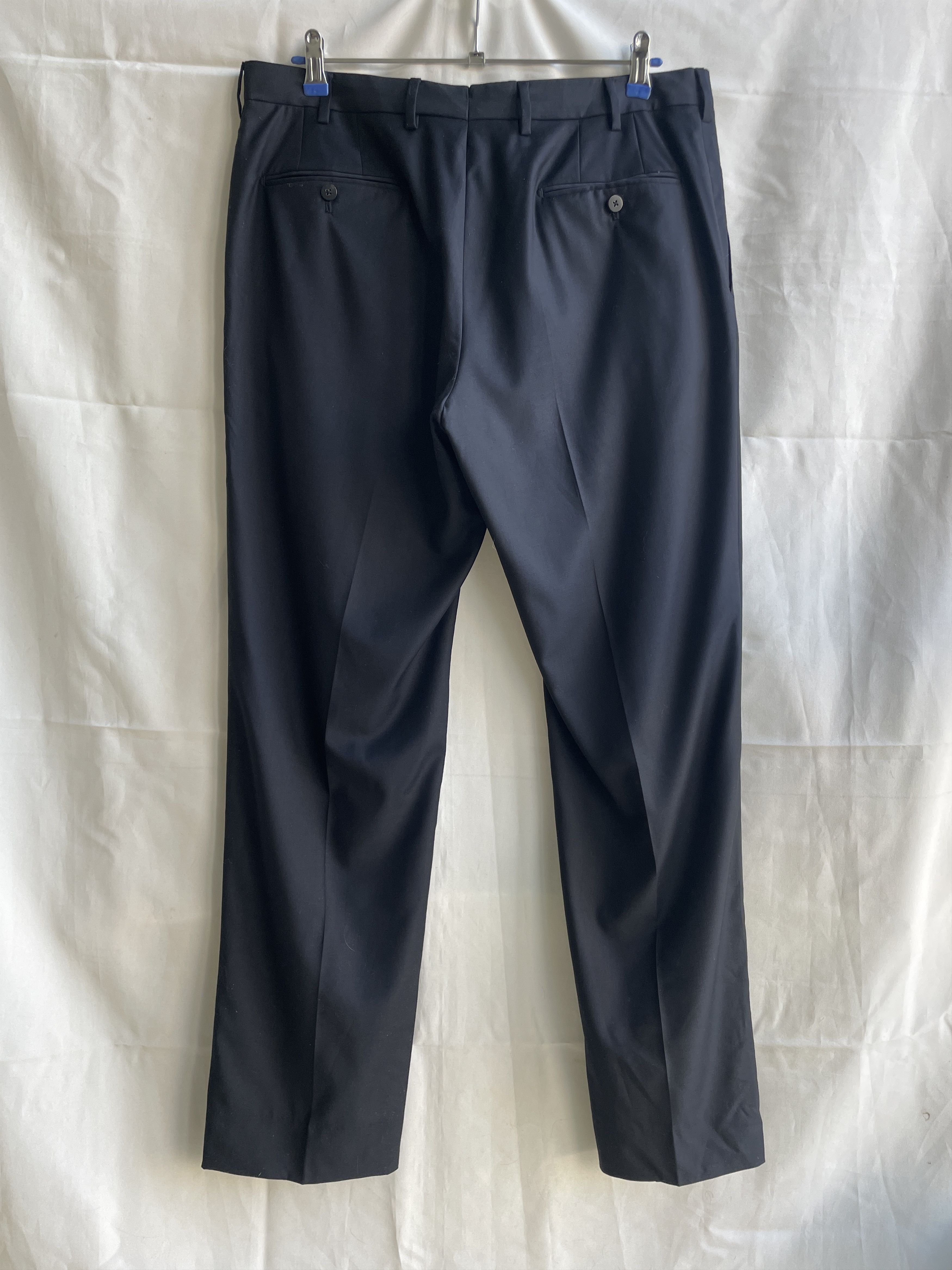 Caruso Raffaele Caruso Solid Dark Navy Wool Suit Trousers Size 42R - 2 Thumbnail