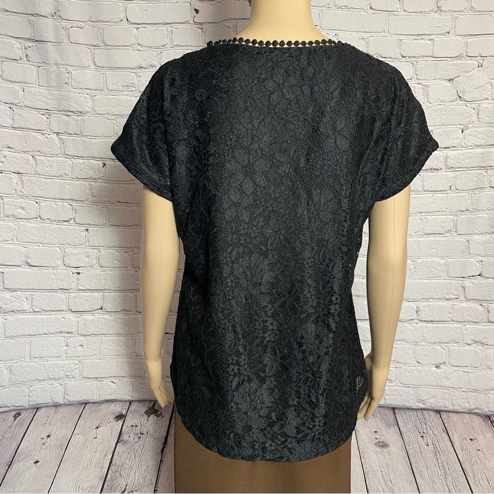 Other NWT New Cable & Gauge Lace Short Sleeve Black Top Size M Size M / US 6-8 / IT 42-44 - 4 Thumbnail