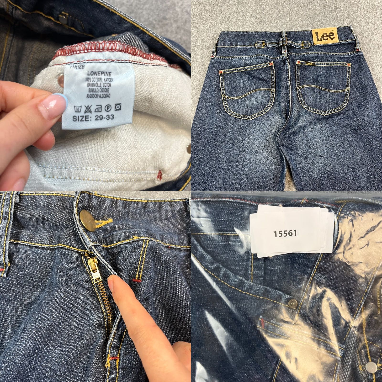 Lee VINTAGE Lee Jeans Relaxed Baggy Straight 29 28 Cinch Buckle Dark Wash Blue Mens Jeans 29 28 Regular Cotton Denim Subcategory: 5-Pocket Design Size US 29 - 8 Thumbnail